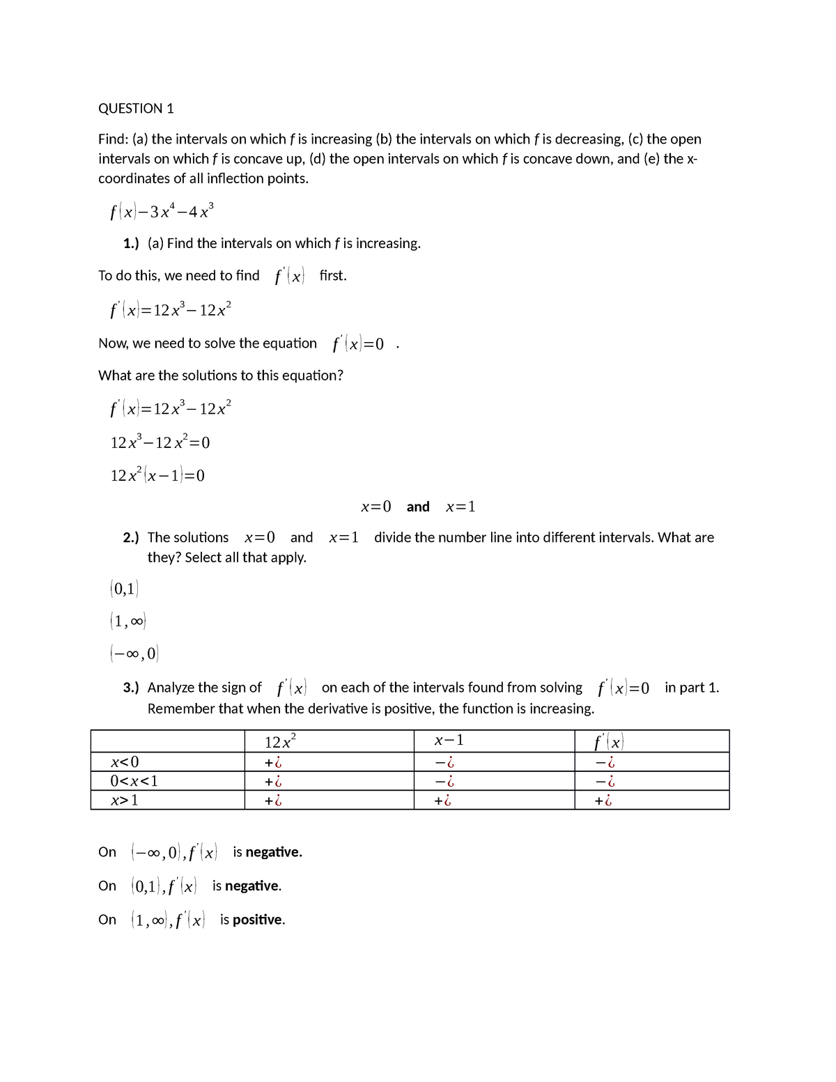 MATH14X Exit Exam Reviewer.docx1 QUESTION 1 Find (a) the intervals