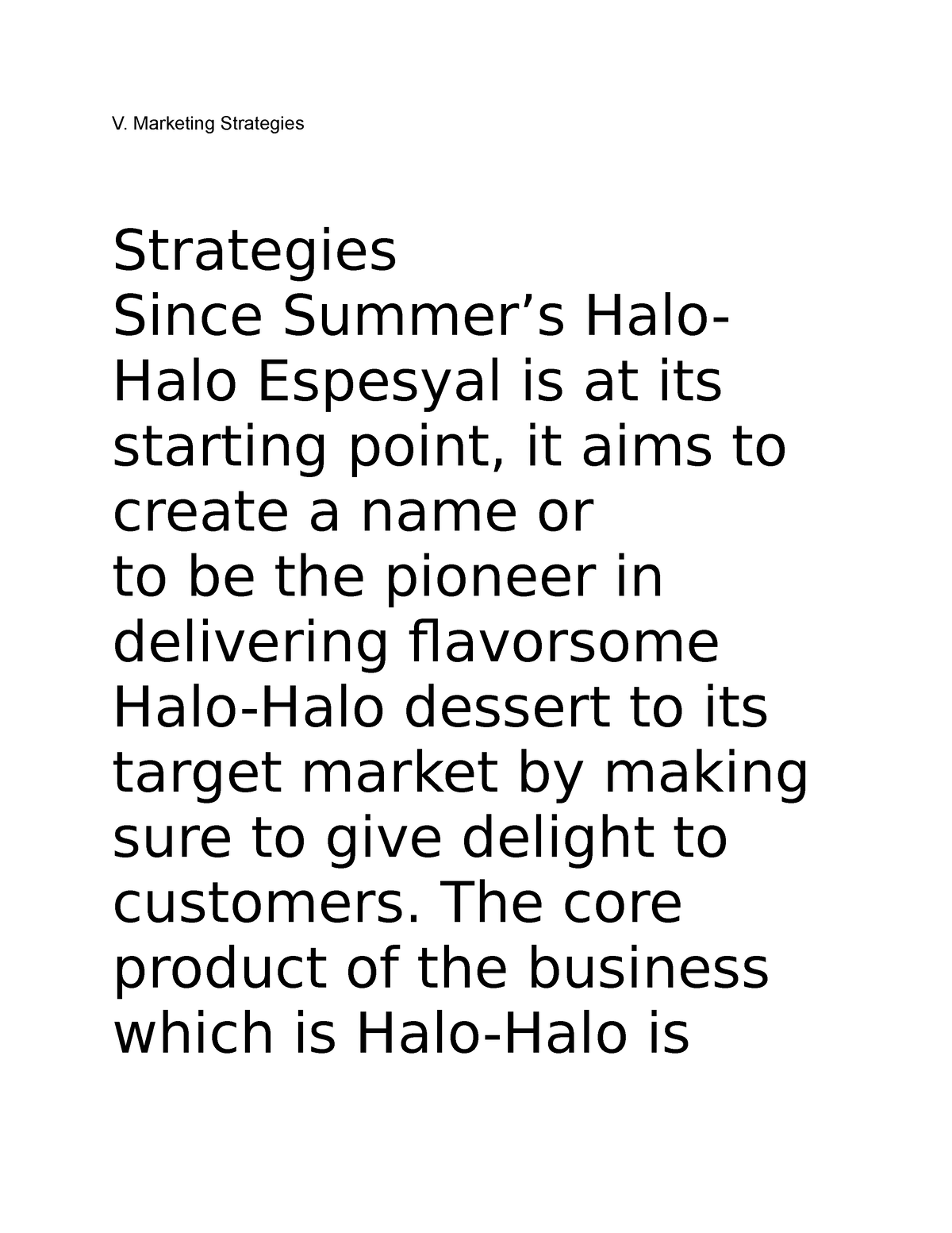 business plan in halo halo