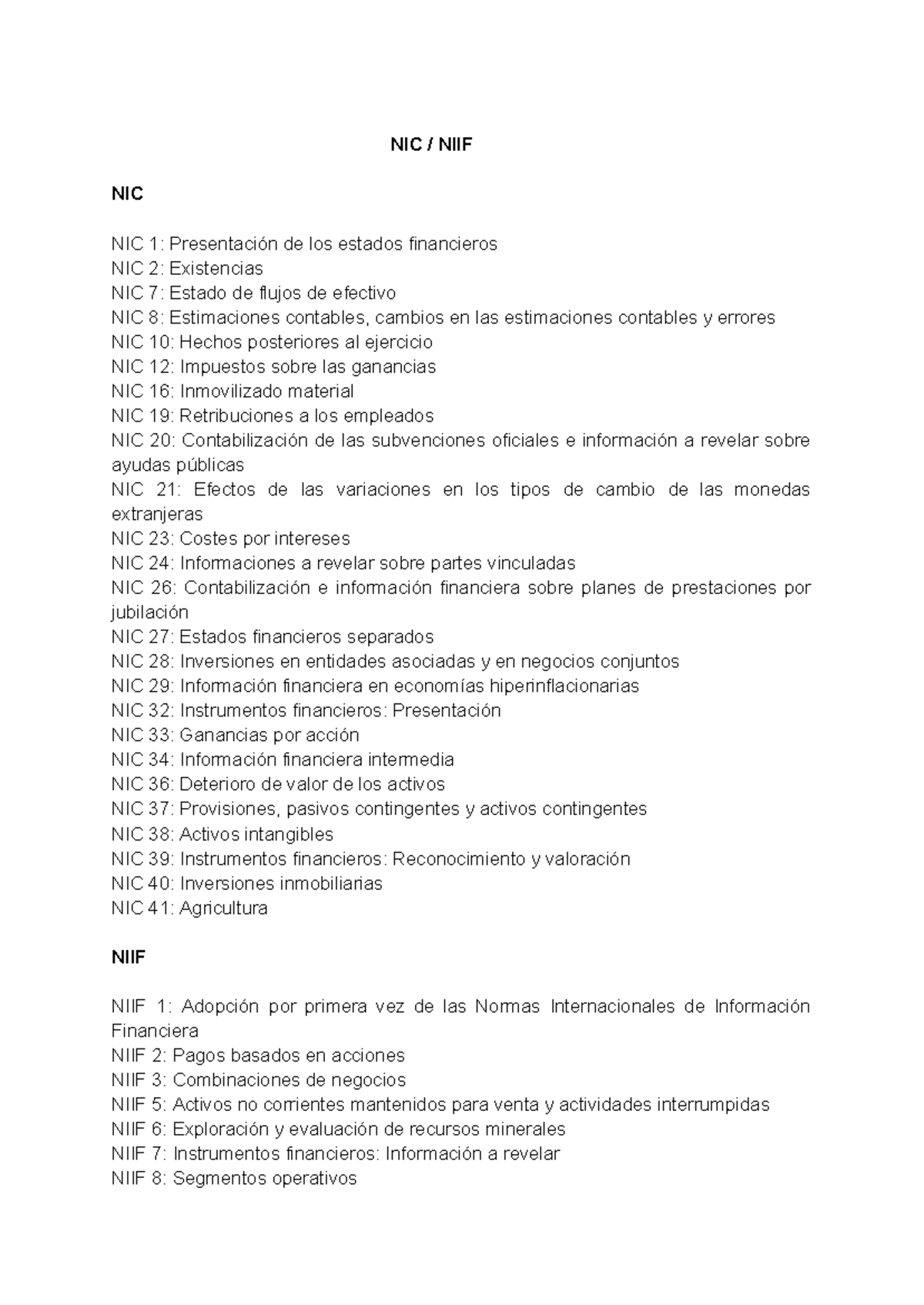 Contabilidad NIC NIF - NIC NIIF - NIC / NIIF NIC NIC 1: Presentación de ...