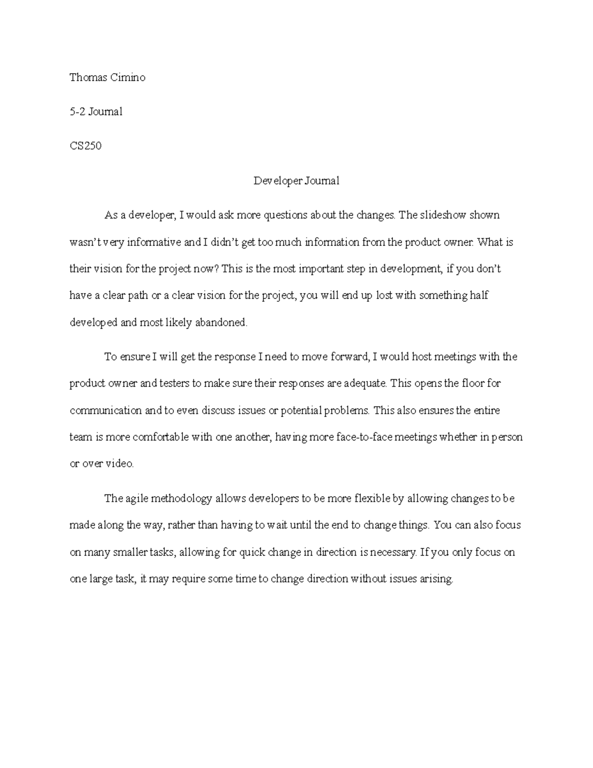 Developerjournal - notes - Thomas Cimino 5-2 Journal CS Developer ...