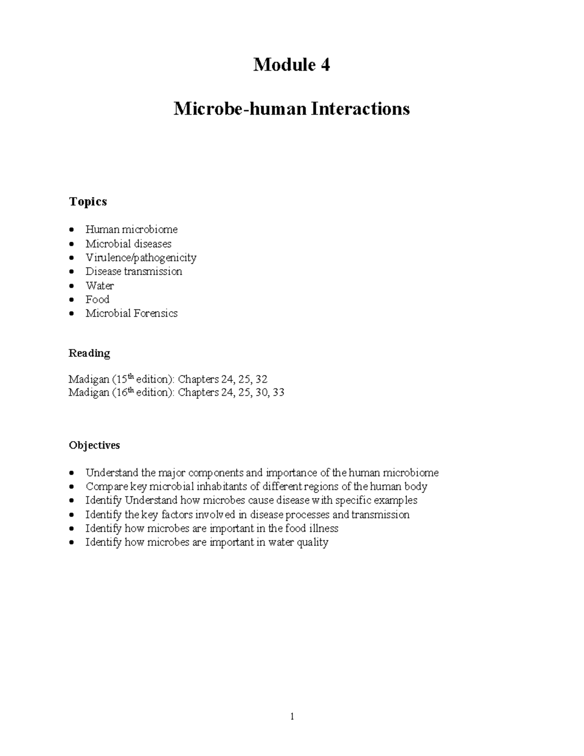 Module 4 key concepts and summary - Module 4 Microbe-human Interactions ...