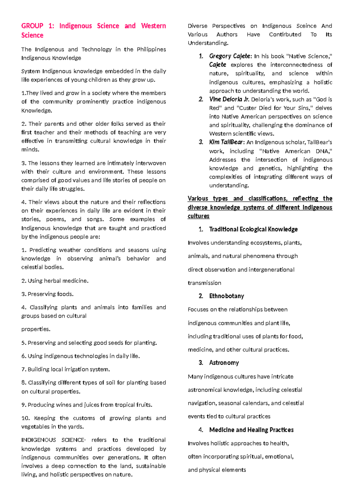 STS Reviewer - ... - GROUP 1: Indigenous Science and Western Science ...
