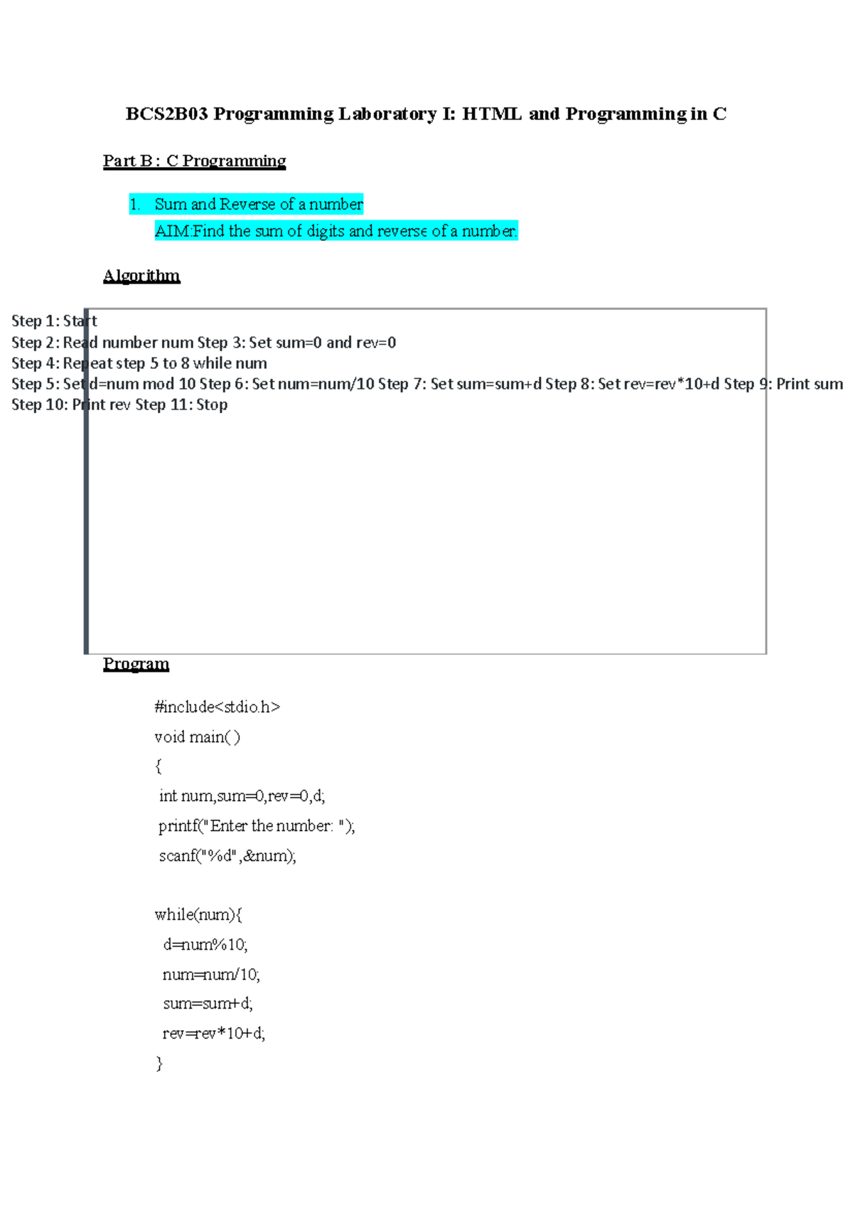 Complete lab c program - Hy there - Step 1: Start Step 2: Read number ...