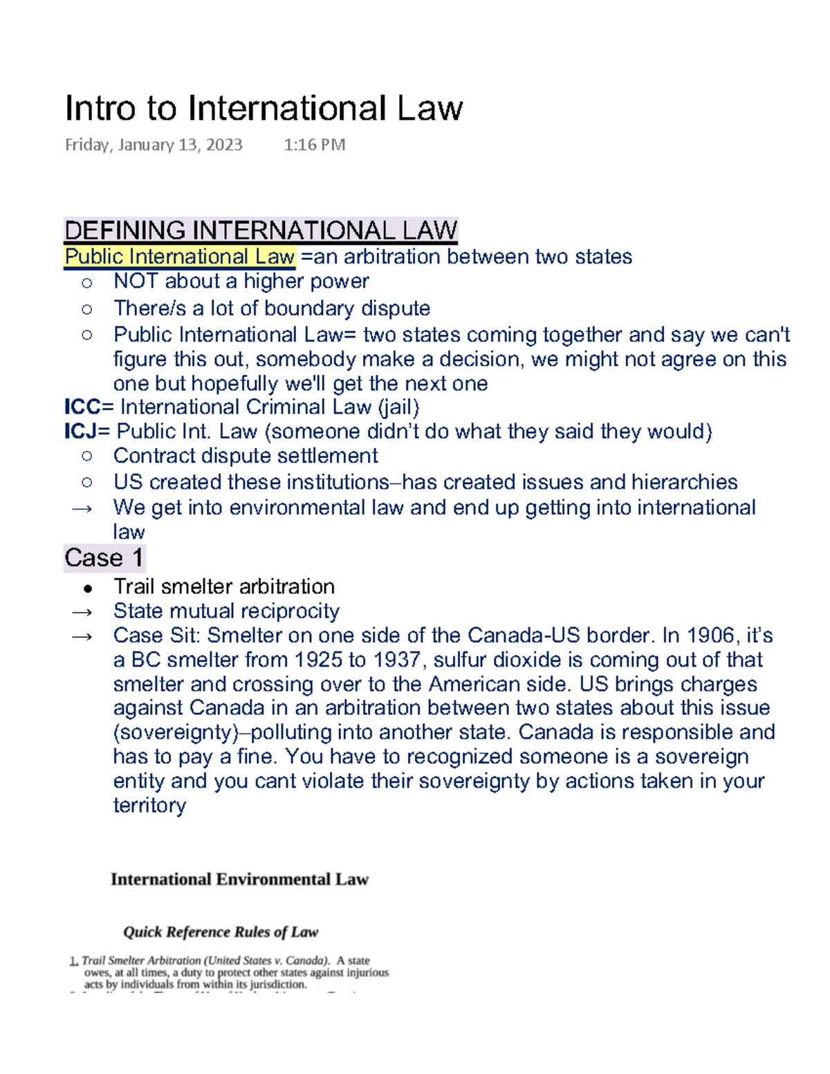 3201 week 2 lecture - DEFINING INTERNATIONAL LAW Public International ...
