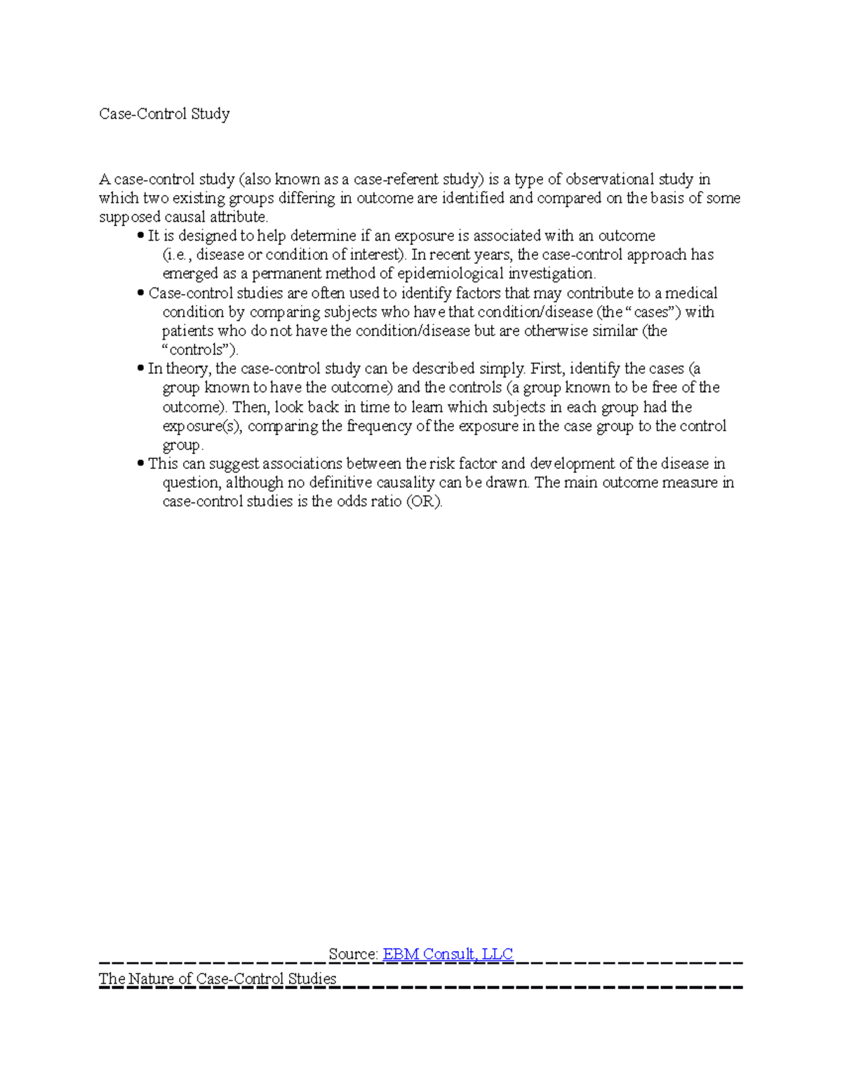 CaseControl Study notes CaseControl Study A casecontrol study