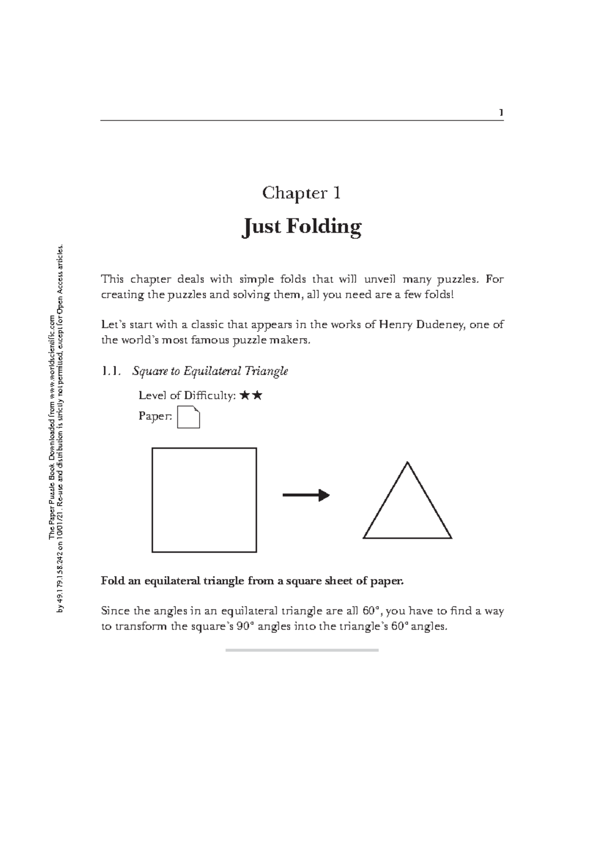 Mathematical Folding Puzzles - 1 Chapter 1 ####### Just Folding This ...