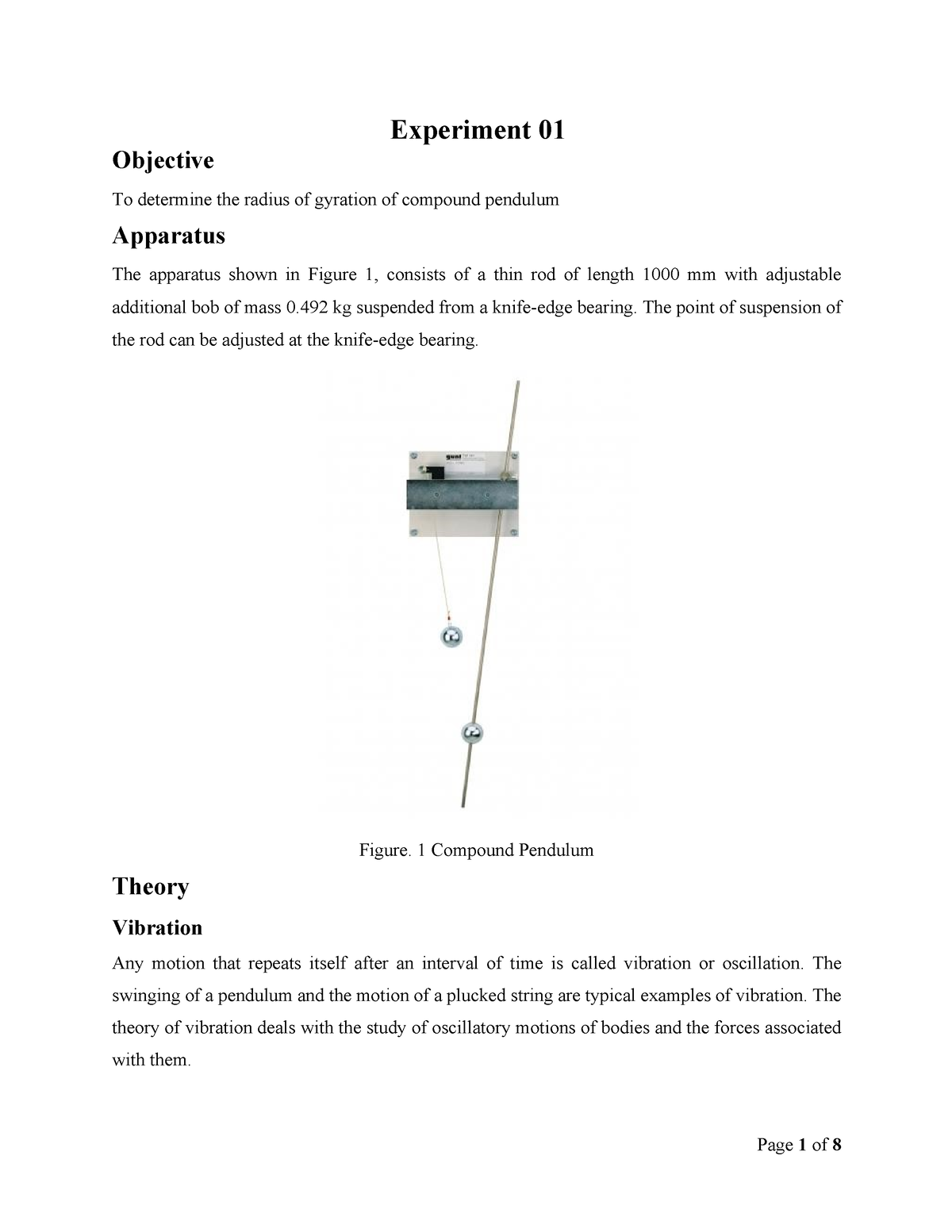 physical pendulum experiment lab report