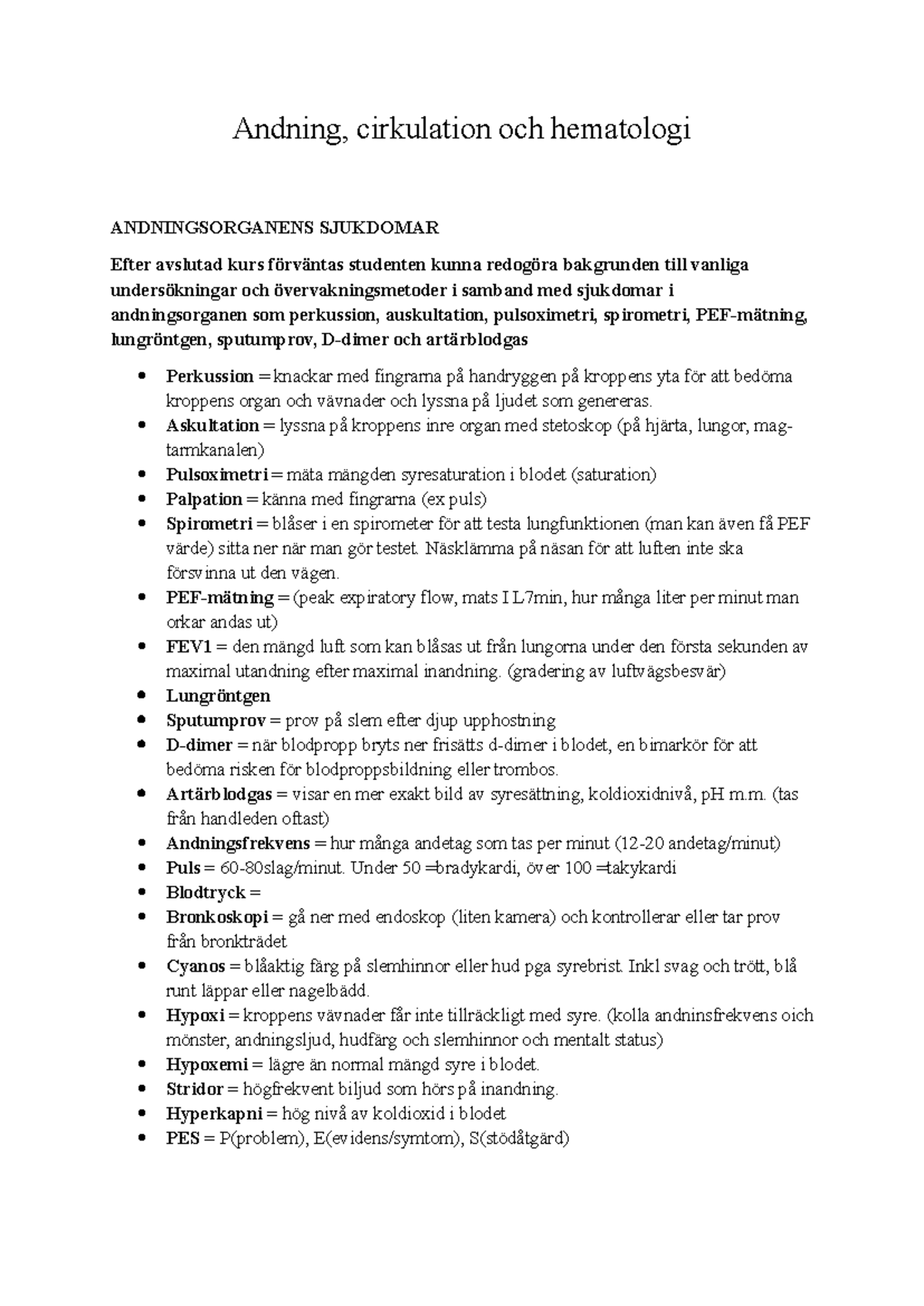 Cirkulation, blod, andning - Andning, cirkulation och hematologi ...