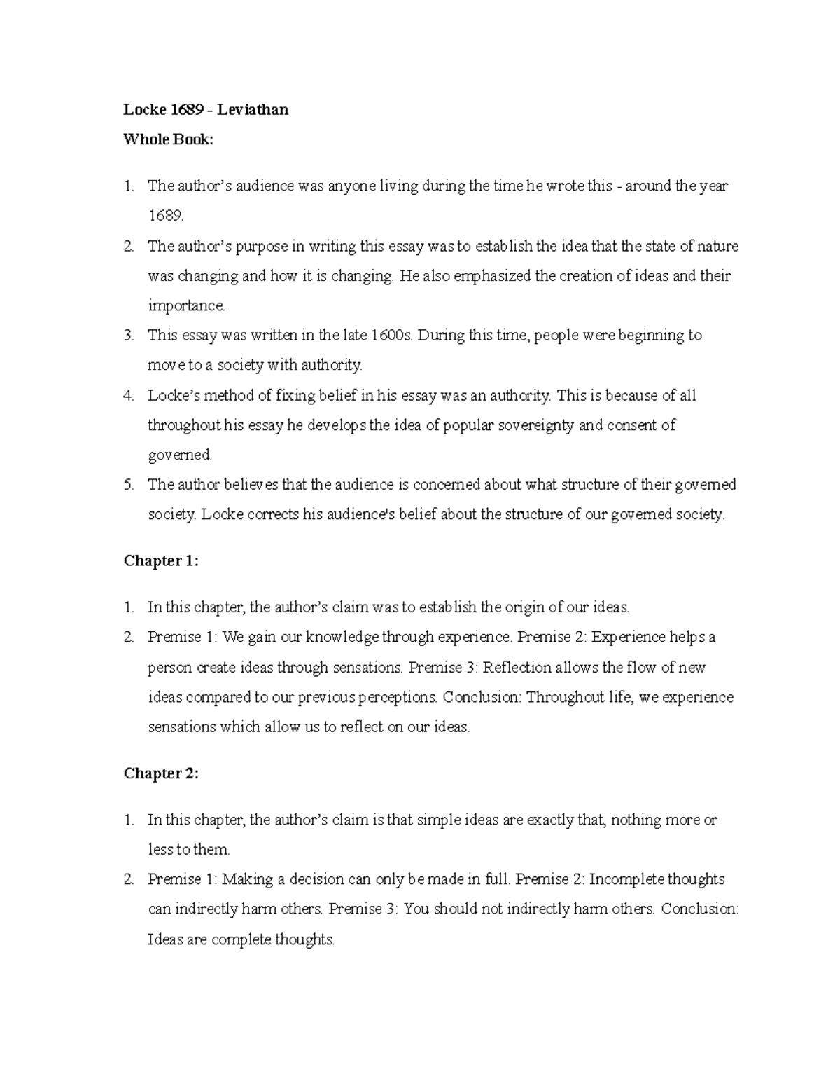 Locke 1689 - Second Treatise of Government - Google Docs - Locke 1689 ...