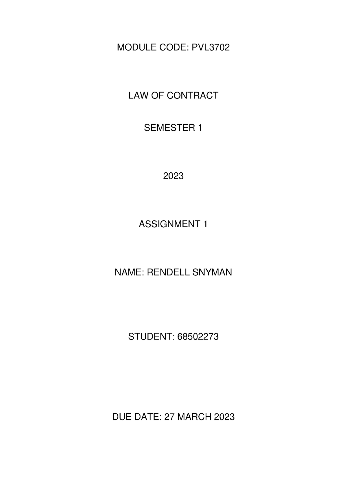 law of contract assignment topics