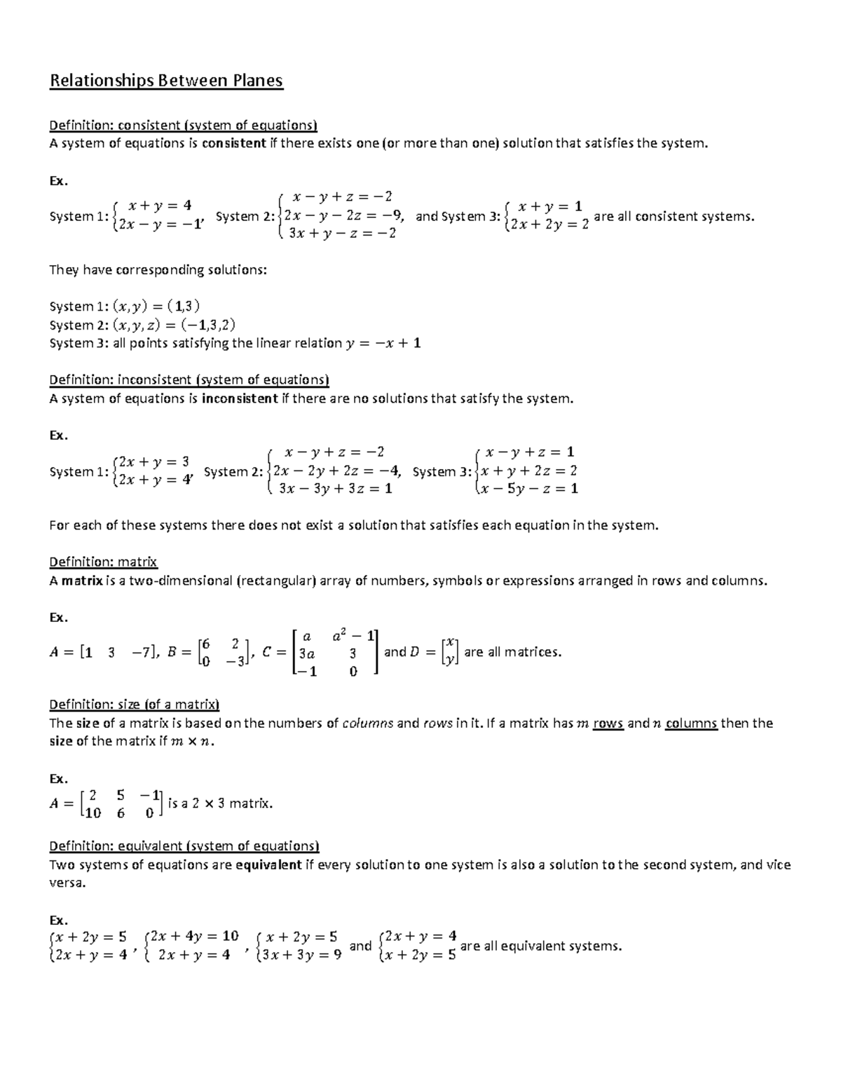 MCV4U Three Planes - Notes and exercises from pre-calc workshop ...