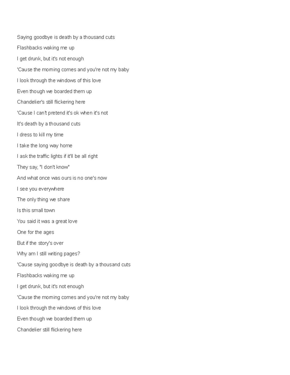 Untitled document - Taylor swift - Saying goodbye is death by a ...