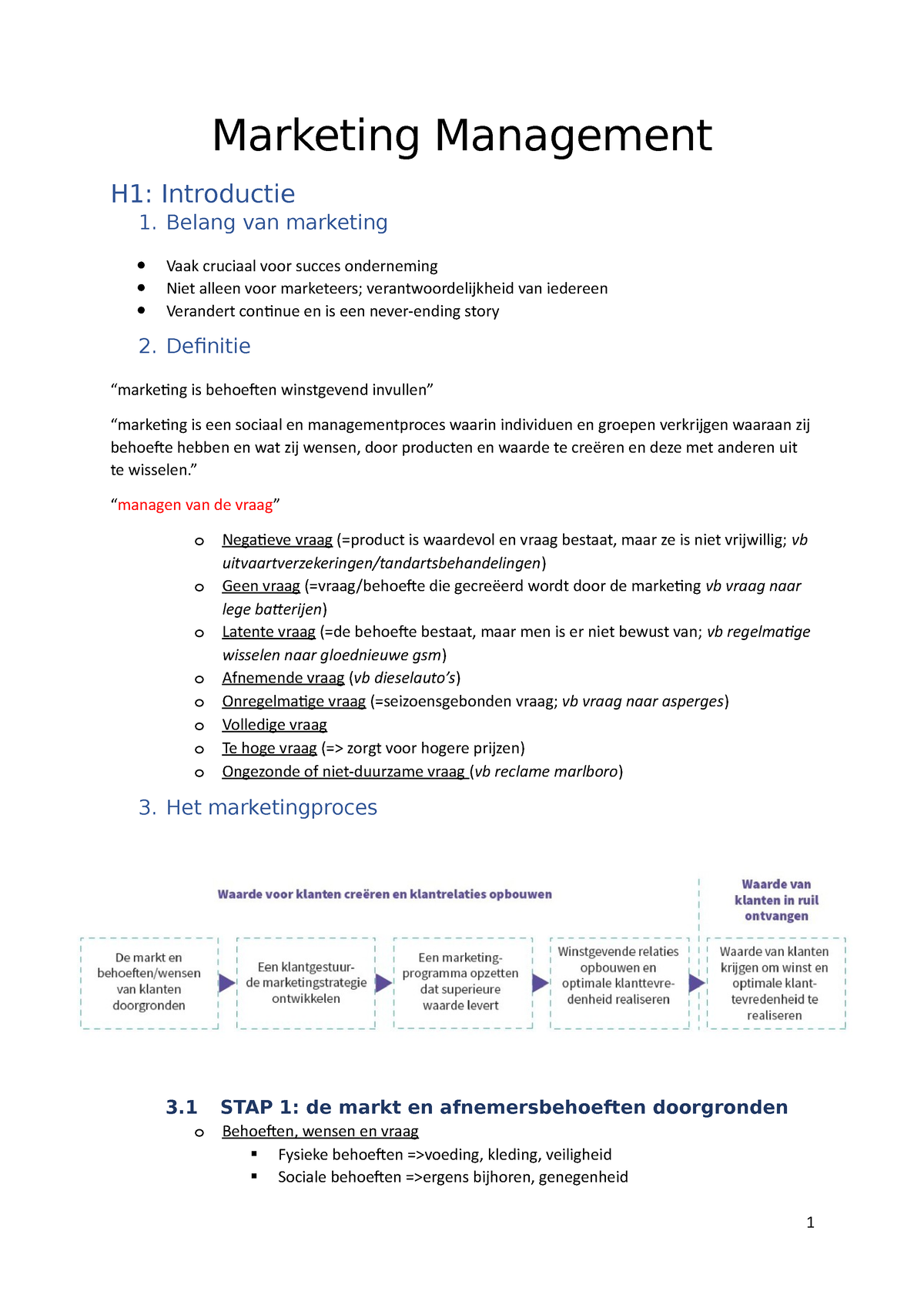 Marketing Management Samenvatting - Marketing Management H1 ...