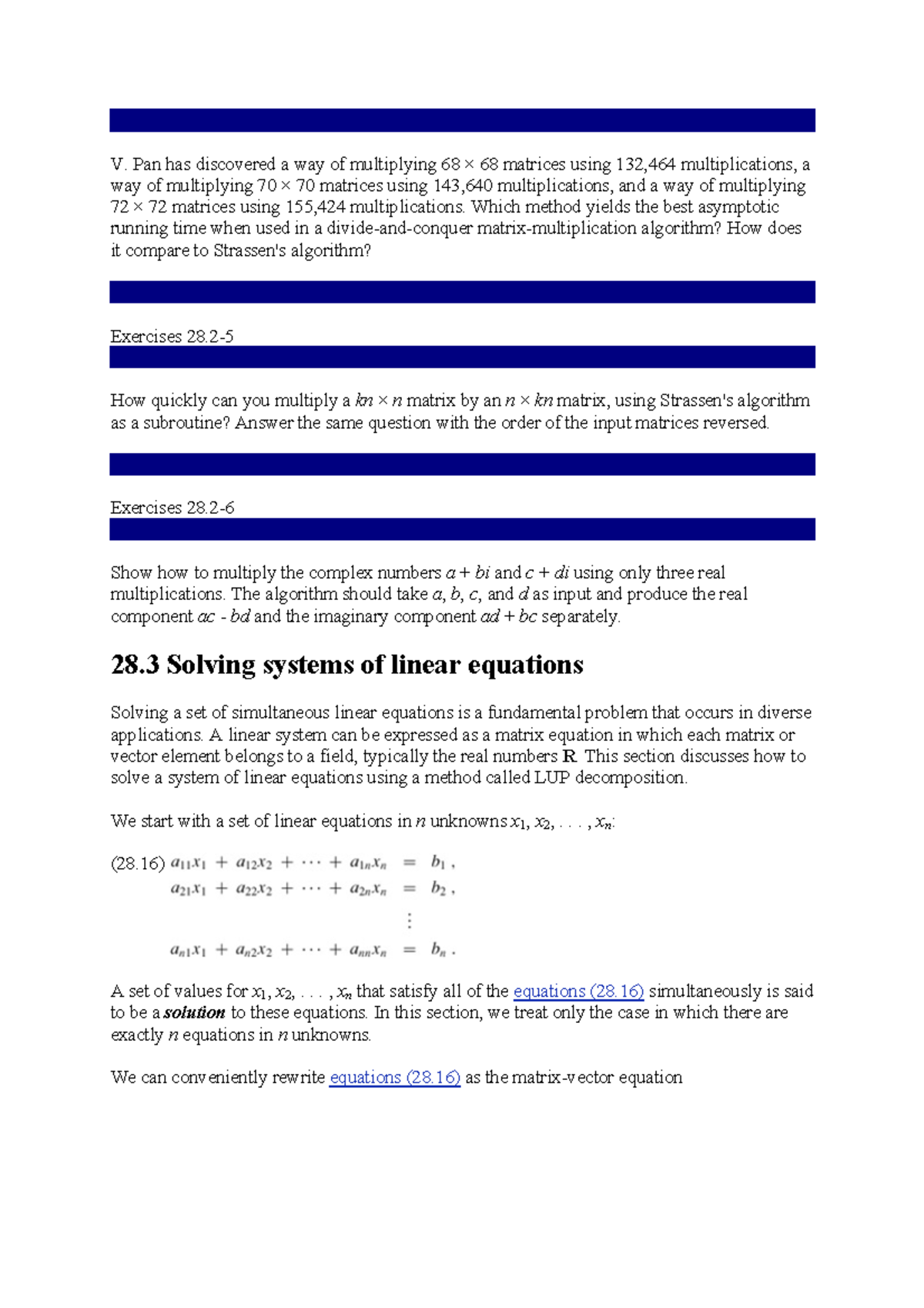 Algorithm PART 7 - Matrix Operation - Chapter 28 - V. Pan has ...