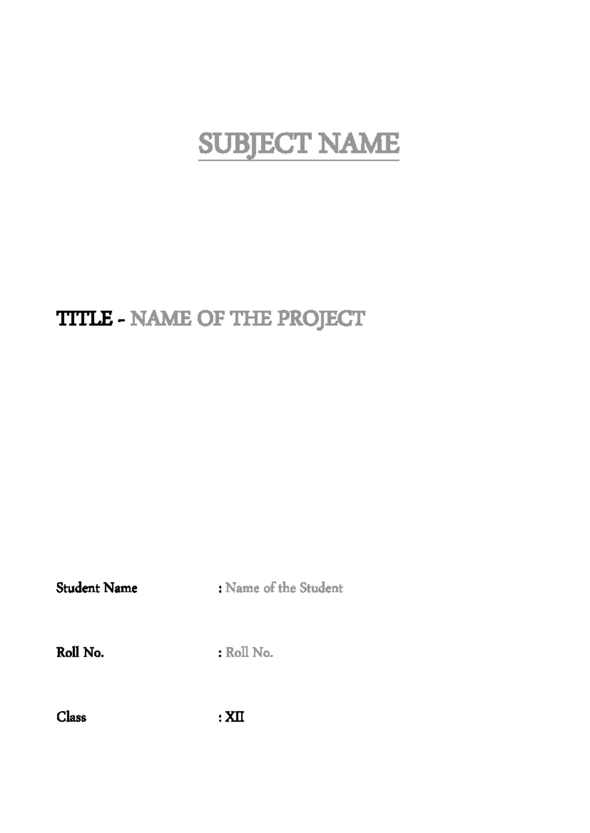 Comp - Computer project - SUBJECT NAME TITLE NAME OF THE PROJECT ...