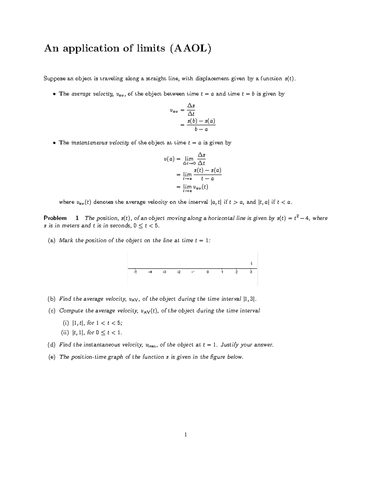 An Application Of Limits - An application of limits (AAOL) Suppose an ...