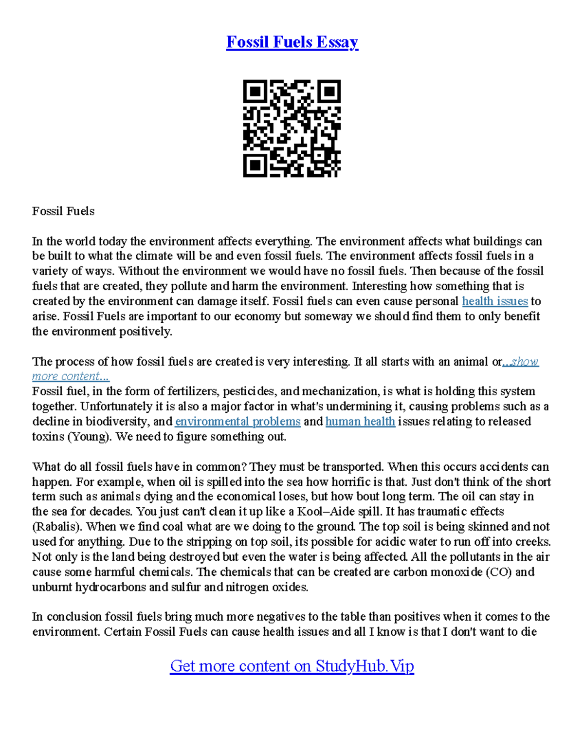 Fossil Essay Fossil Essay - Fossil Fuels Essay Fossil Fuels In the ...