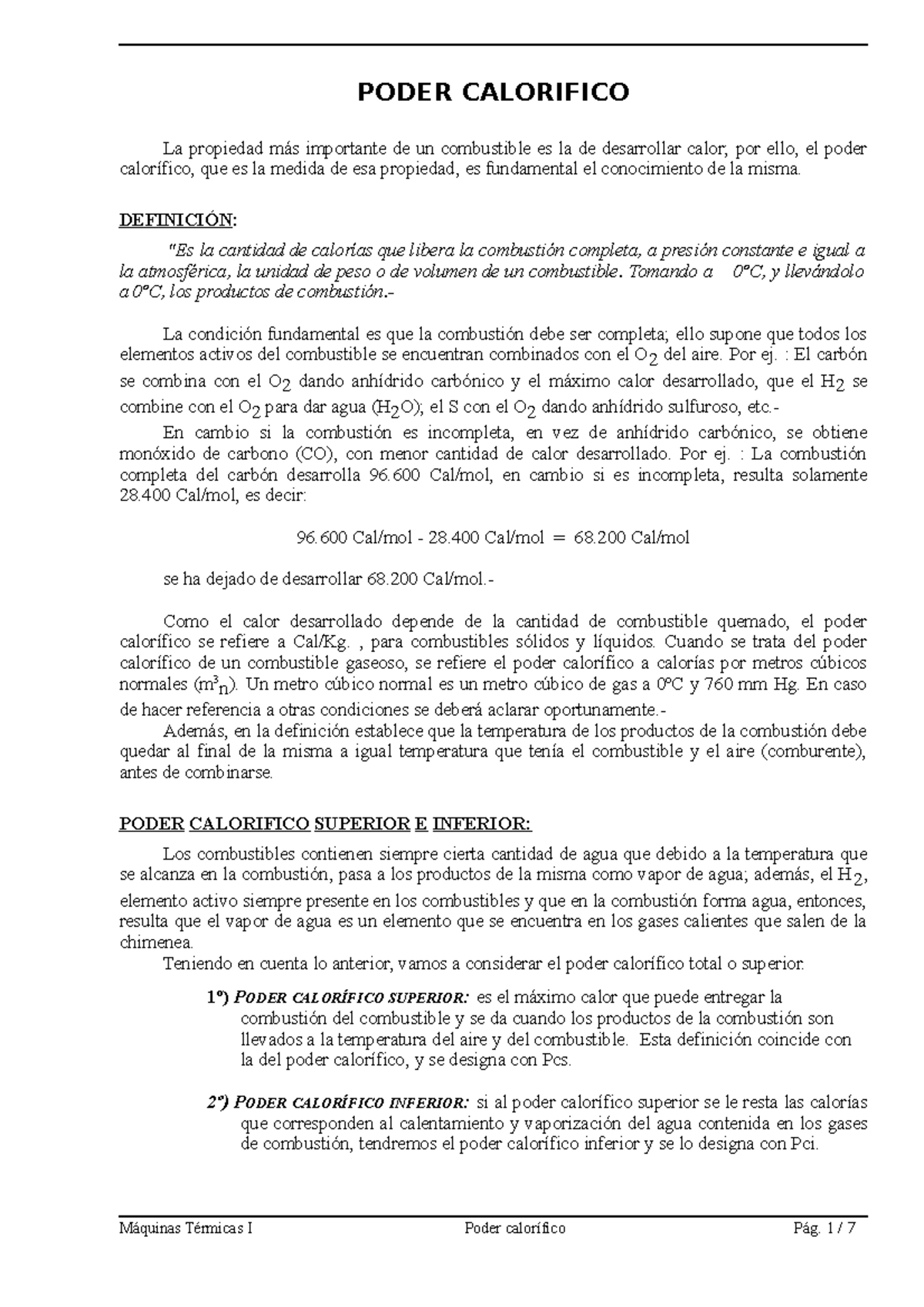 2 Poder Calorifico - PODER CALORIFICO La Propiedad Importante De Un ...