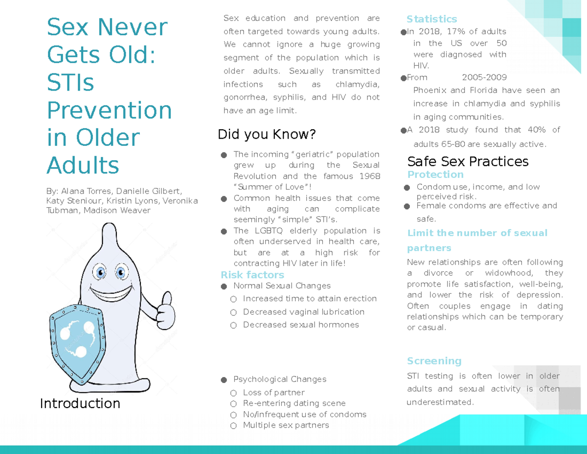 Fundes Brochure - Sex Never Gets Old: STIs Prevention in Older Adults By:  Alana Torres, Danielle - Studocu