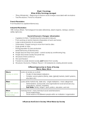 Introduction TO sociology week 1-9 - I N T R O D U C T I O N T O S O C ...