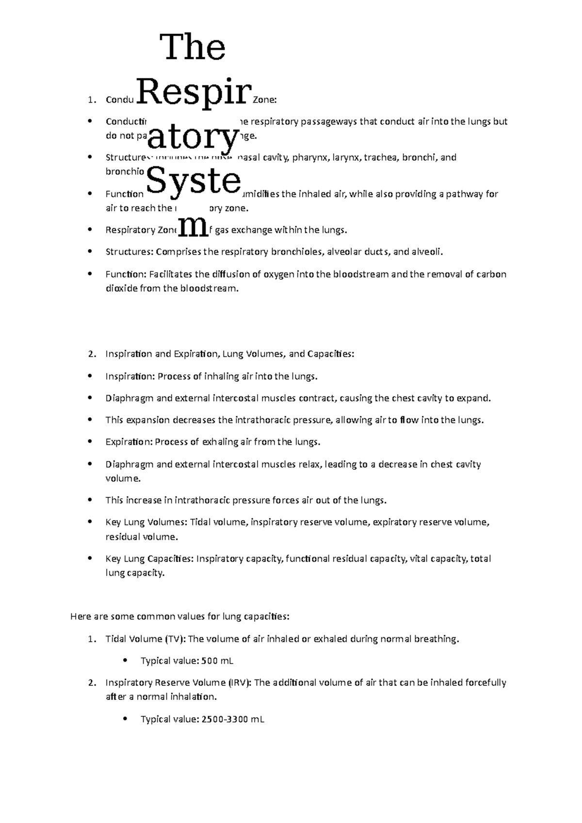 Respiratory system - 1. Conducting Zone and Respiratory Zone ...