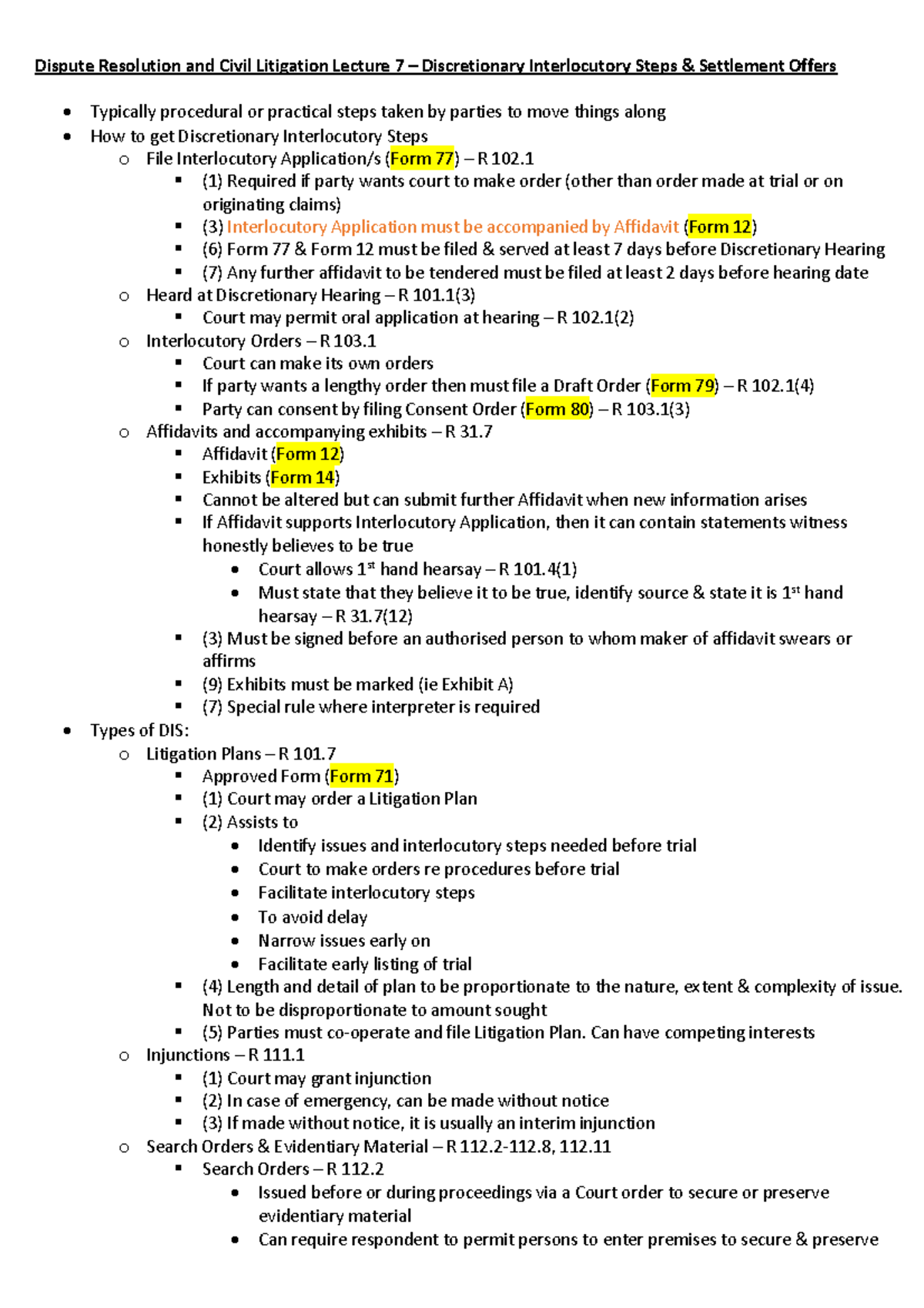 Topic 7 Notes - Dispute Resolution and Civil Litigation - Dispute ...
