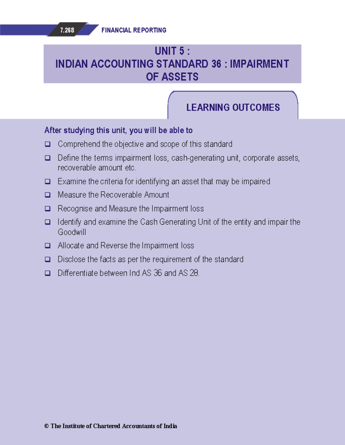 Accounting notes - ####### 7 FINANCIAL REPORTING UNIT 5 : INDIAN