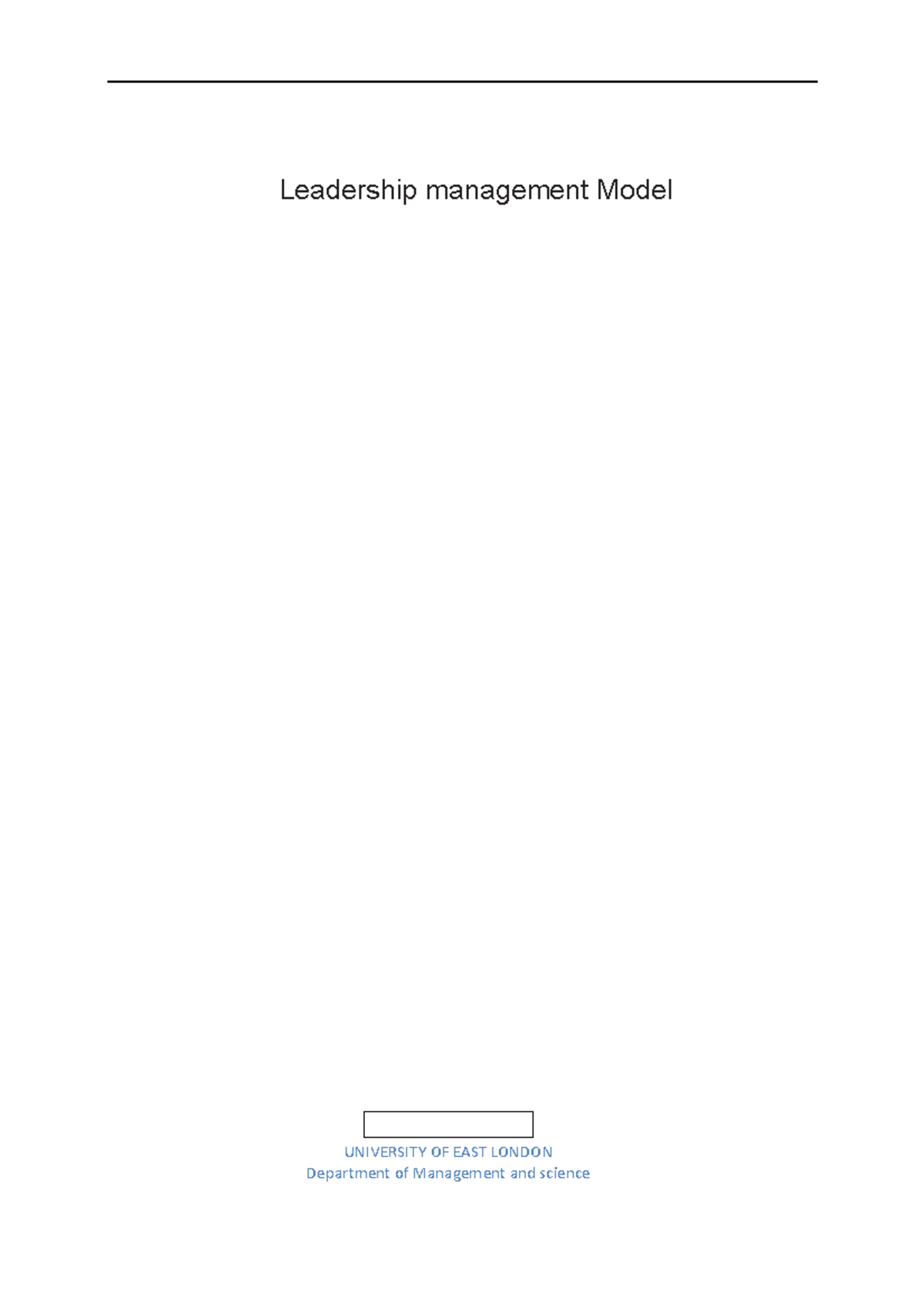 Leadership management Model - Leadership management Model Department of ...
