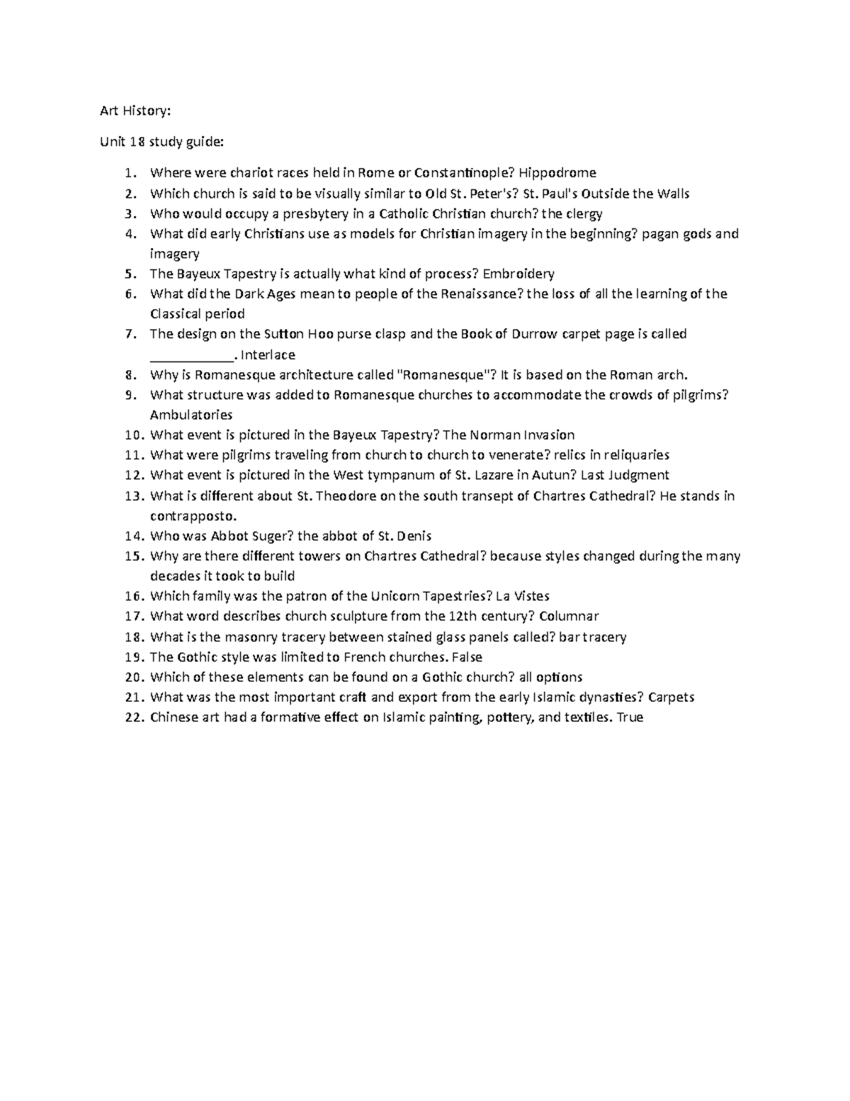 Art history unit 18 study guide Art History Unit 18 study guide