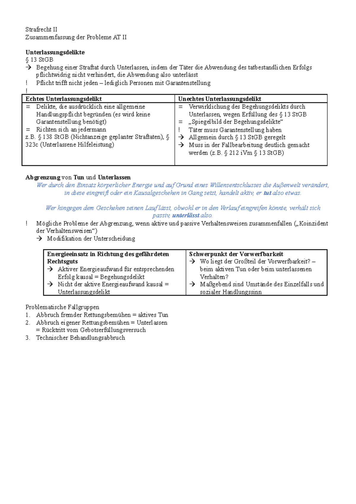 Strafrecht II Zusammenfassung - Die Wichtigsten Themen Im Überblick ...