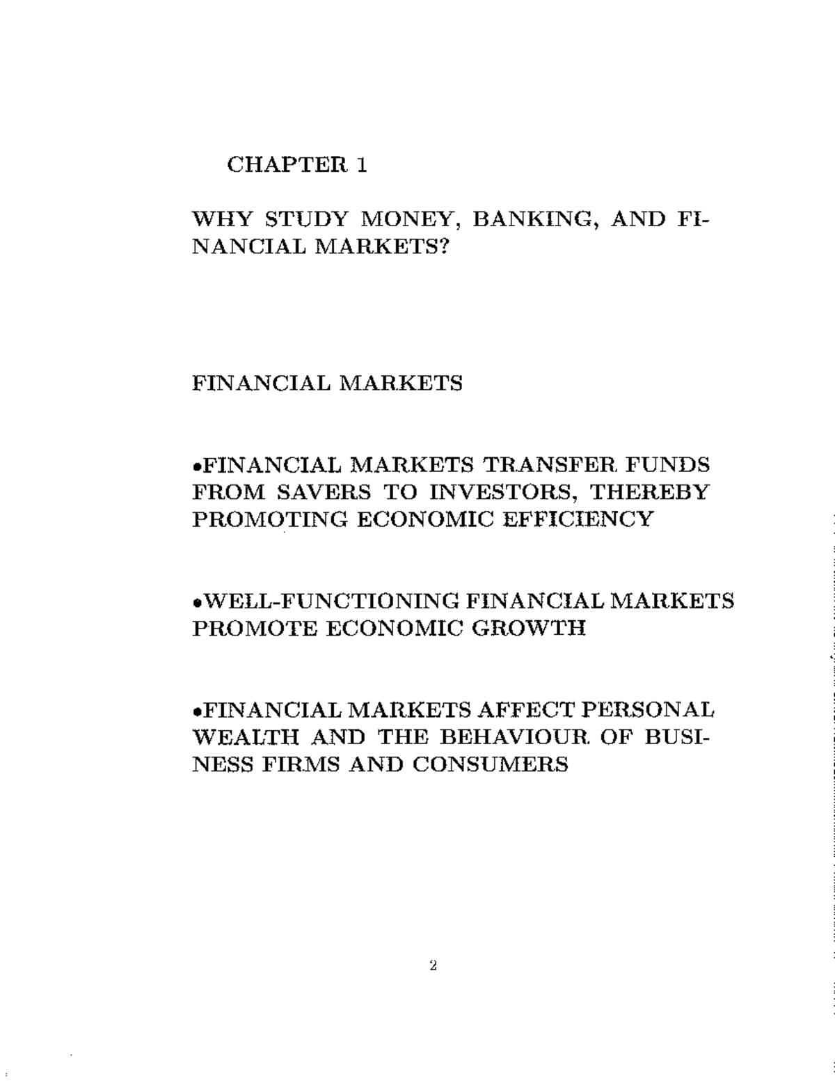 Chapter 1 Lecture notes 1 CHAPTER 1 WHY STUDY MONEY, BANKING, AND