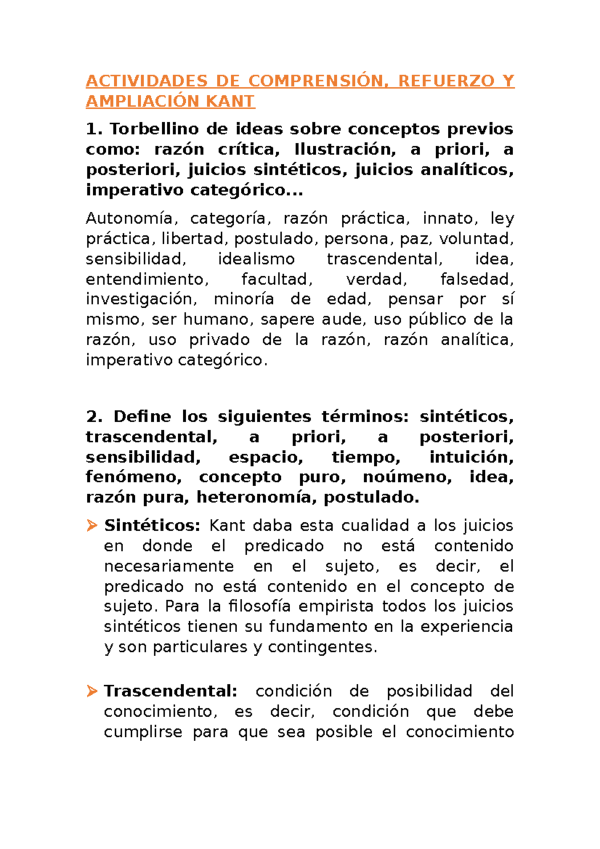 Actividades Para Comprender El Pensamiento De Immanuel Kant - Filosofia ...