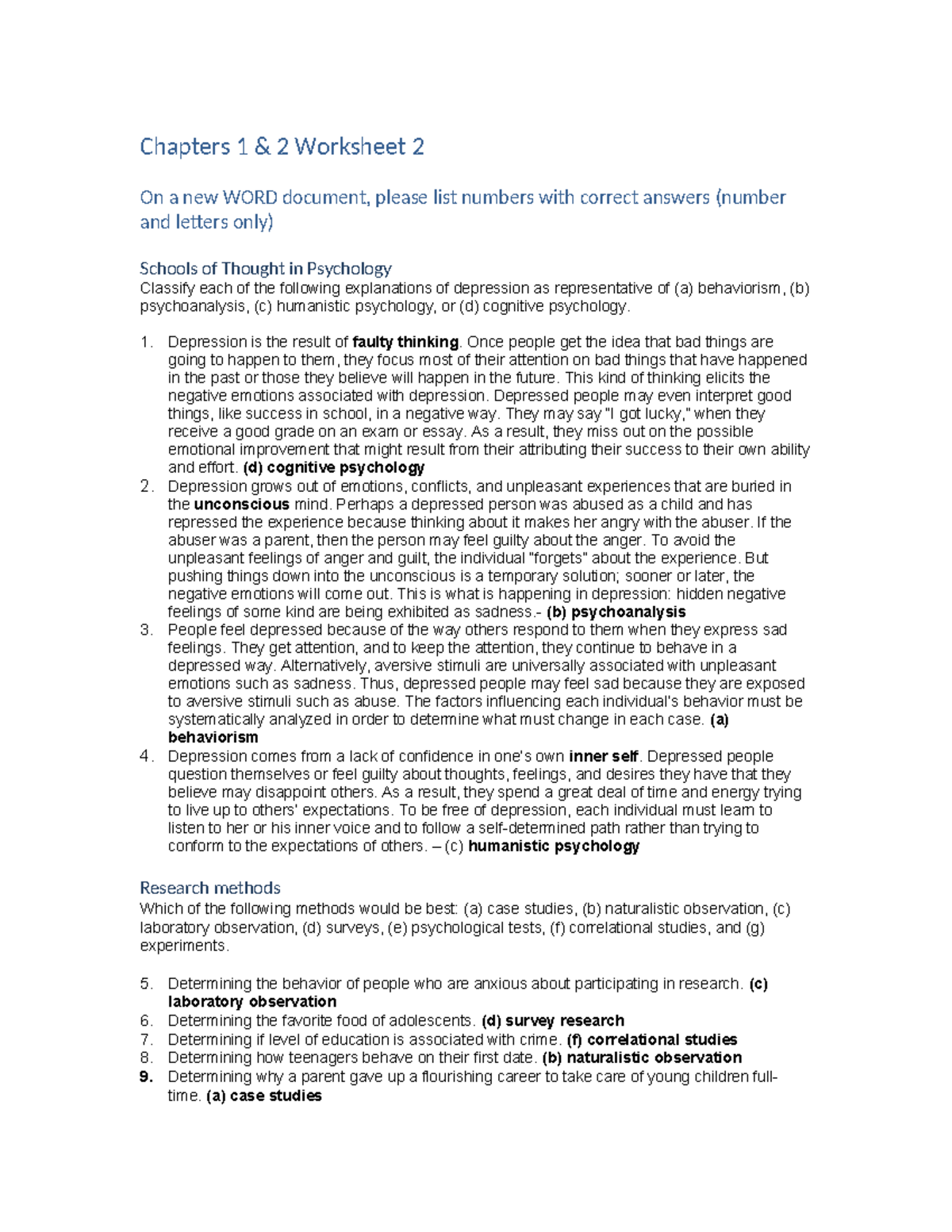 Lee College Chapters 1 & 2 WS 2 - Chapters 1 & 2 Worksheet 2 On a new ...