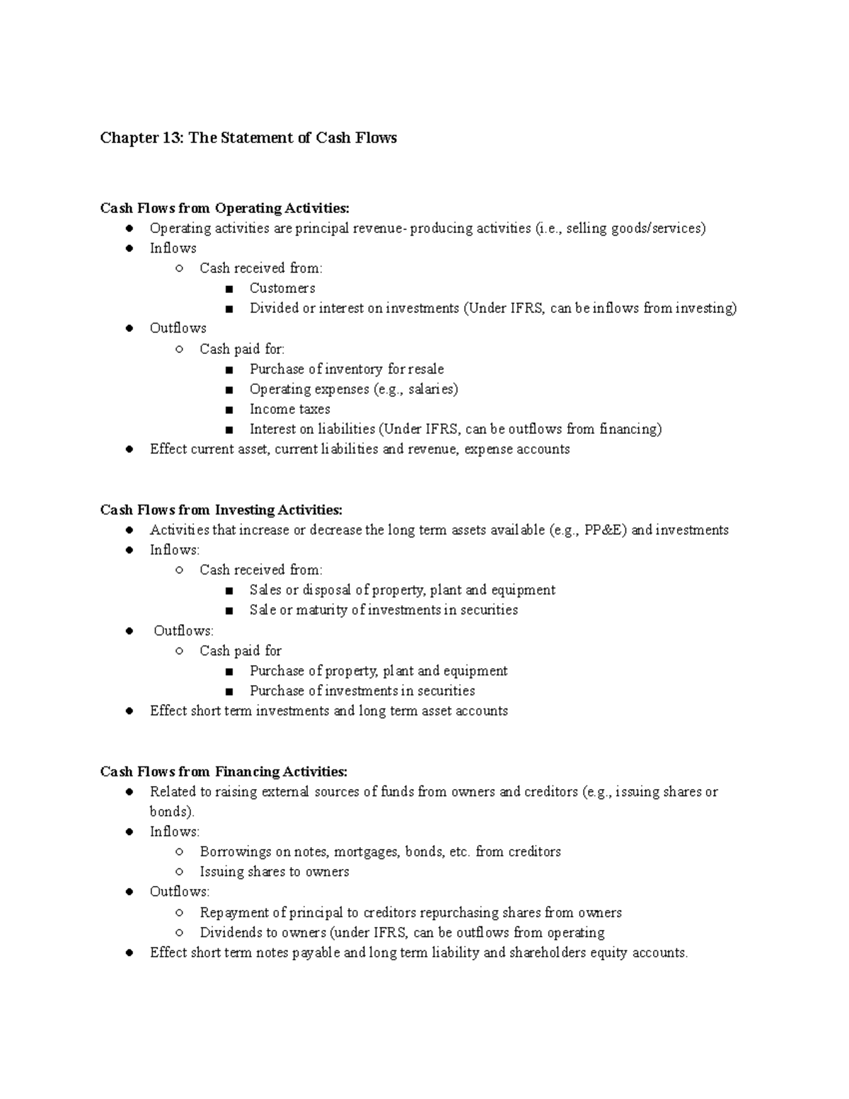 Finanncial Accounting Notes Ch 13 Lecture Study Notes Section P Winter ...