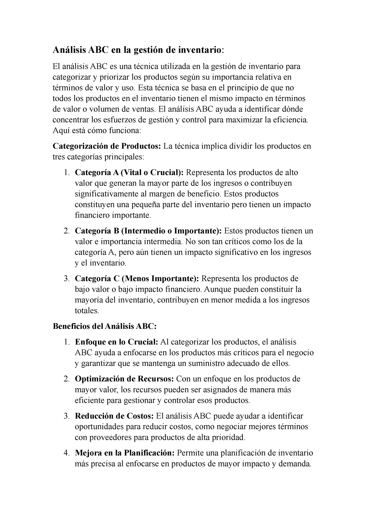 Análisis Abc En La Gestión De Inventario Análisis Abc En La Gestión De Inventario El Análisis 7932