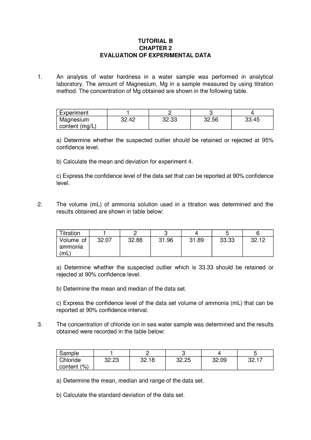 Tutorial 2 B - Tuto - TUTORIAL B CHAPTER 2 EVALUATION OF EXPERIMENTAL ...