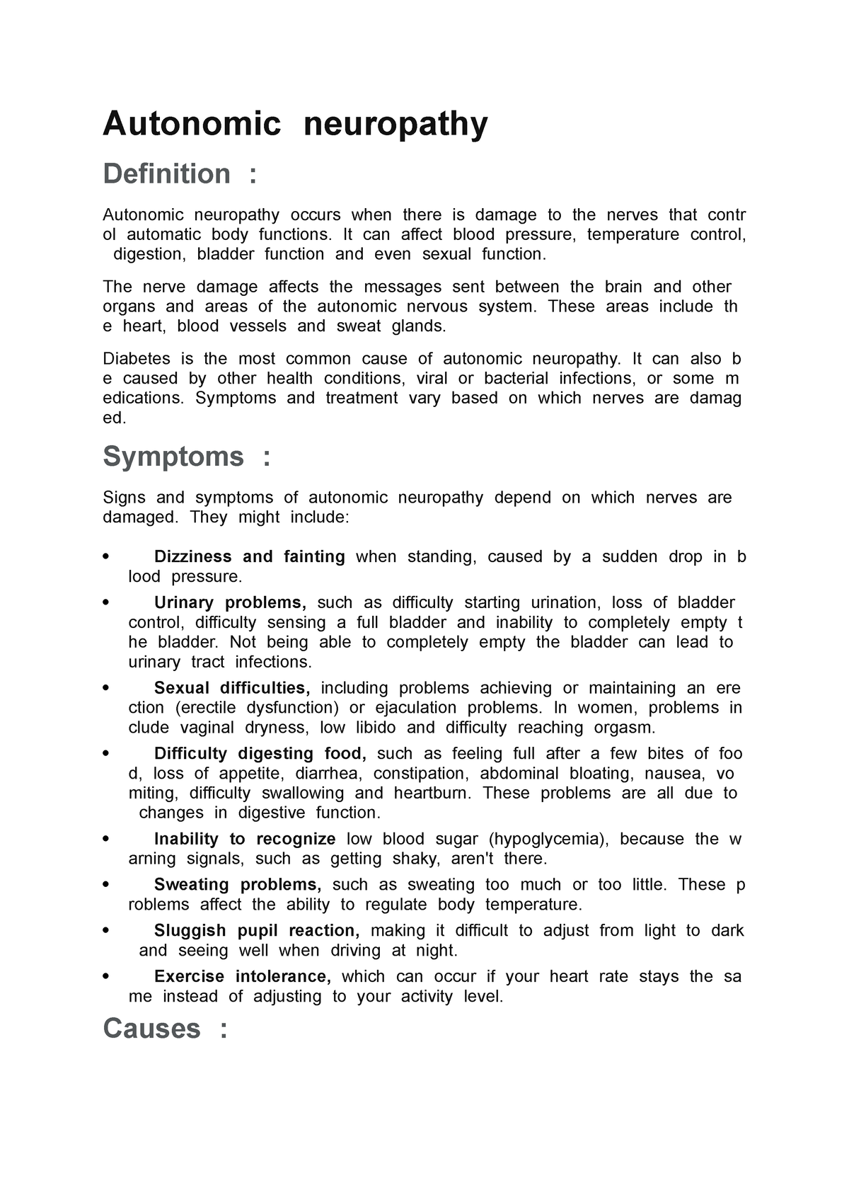 Autonomic neuropathy - AutonomicTneuropathyT DefinitionT: - Studocu