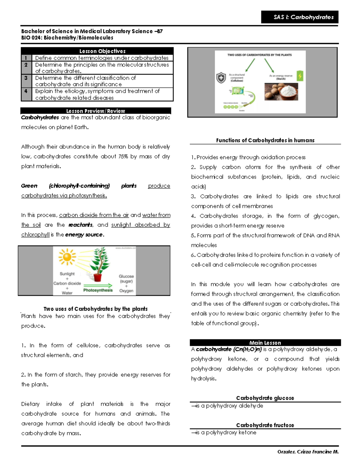 SAS 1 - aa aa aa - Bachelor of Science in Medical Laboratory Science ...