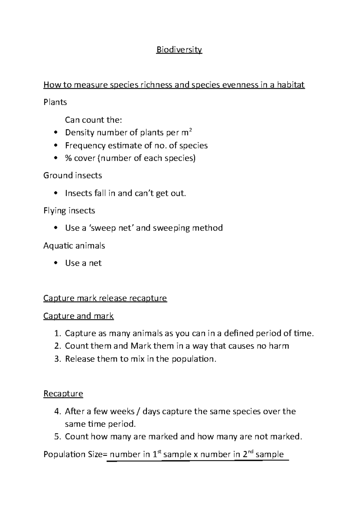 Biodiversity 2 - Biodiversity How to measure species richness and ...