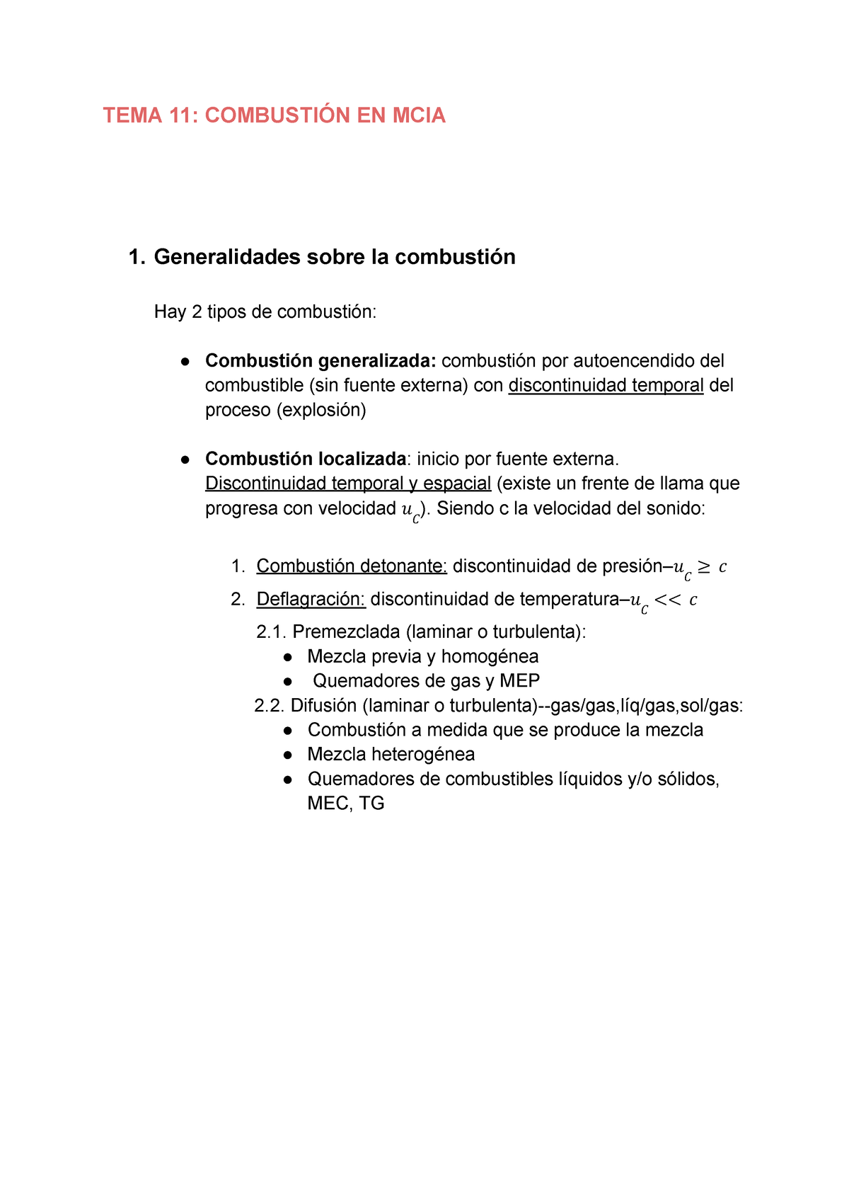 Máquinas Térmicas Tema 11 - TEMA 11: COMBUSTIÓN EN MCIA 1 ...