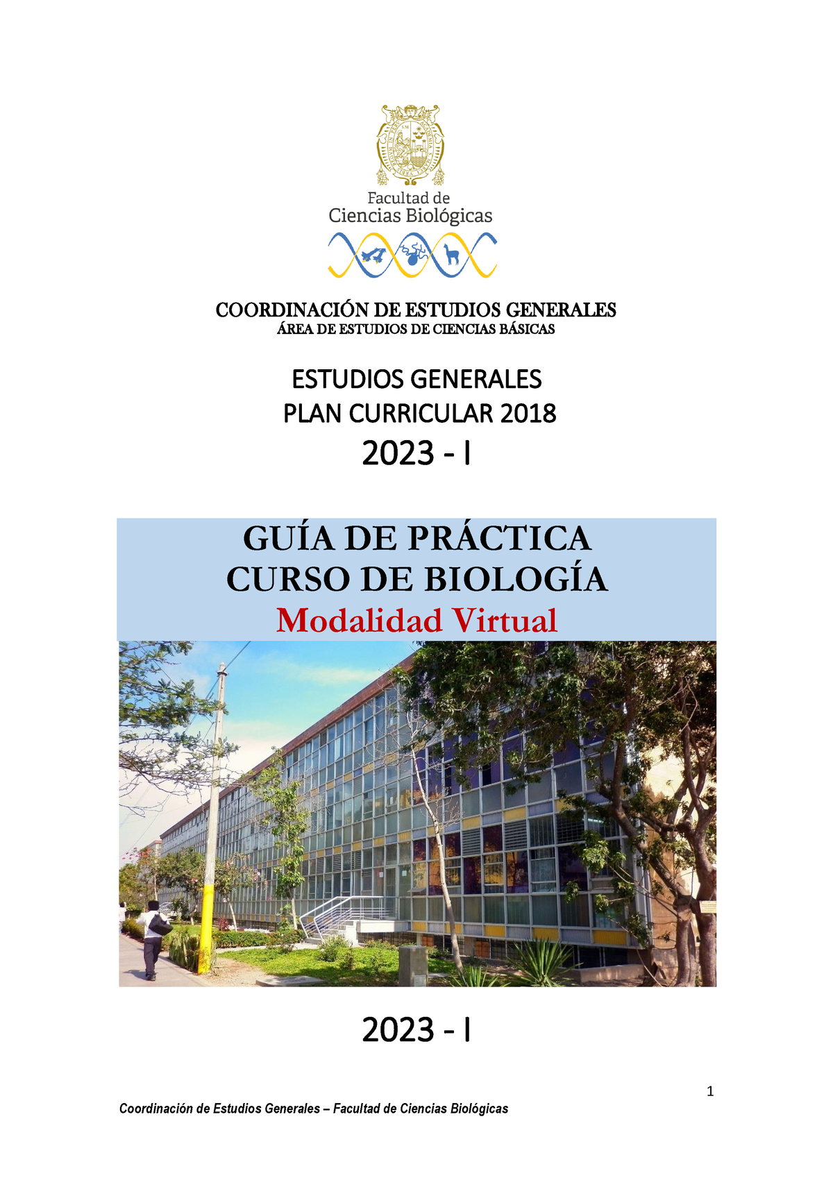 Guia Biologia - Dsrhgfj - 1 COORDINACI”N DE ESTUDIOS GENERALES ¡REA DE ...