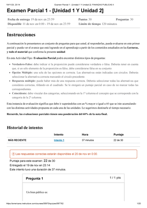 Examen Parcial 2 - [Unidad 3 Y Unidad 4] Finanzas Publicas II - Examen ...