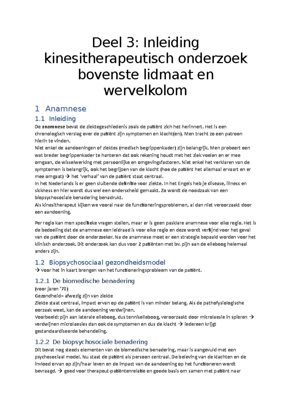 Basiskinesitherapie 1 -deel 3 Theorie - Deel 3: Inleiding ...