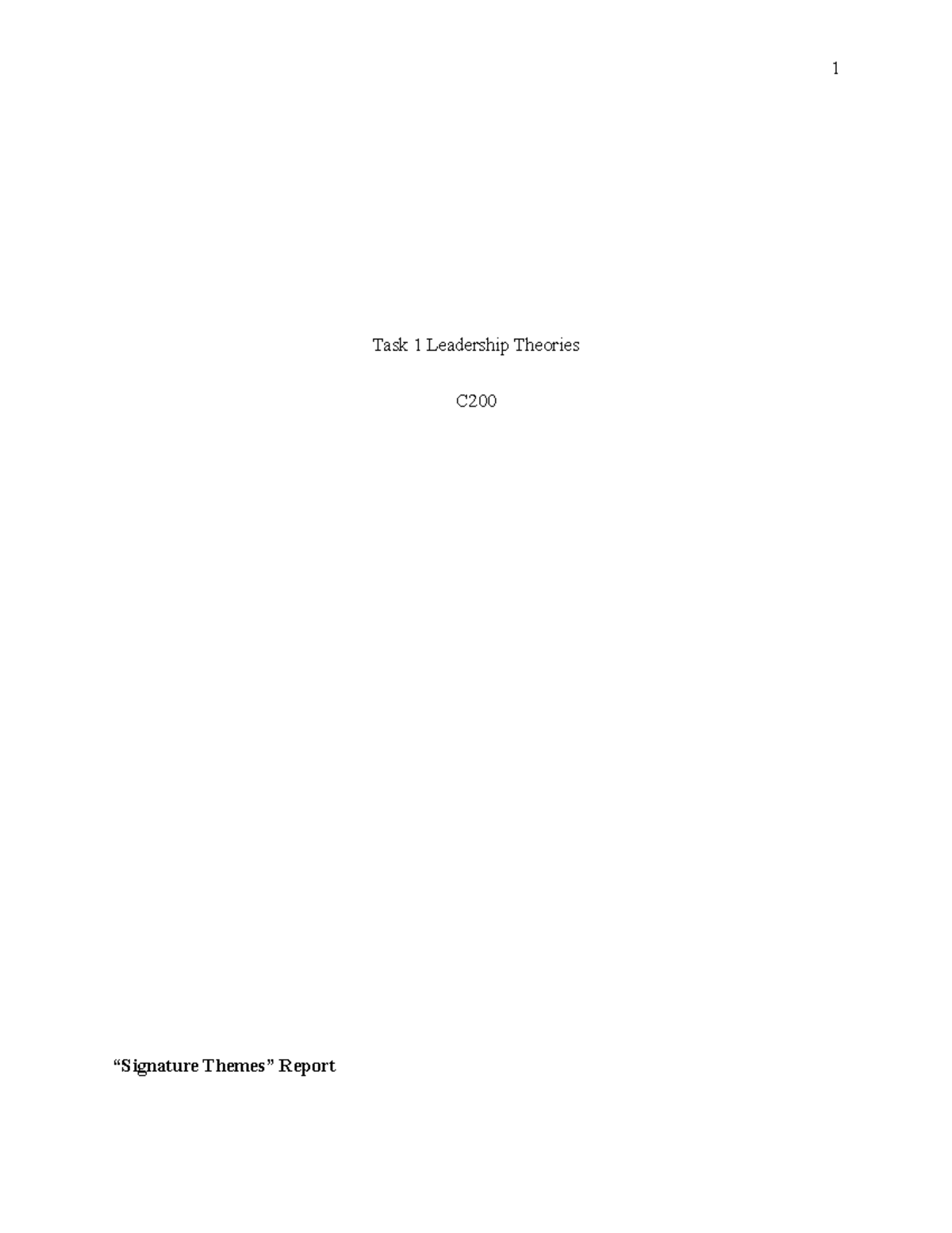 Task1Leadership Theories C 200 - Task 1 Leadership Theories C ...