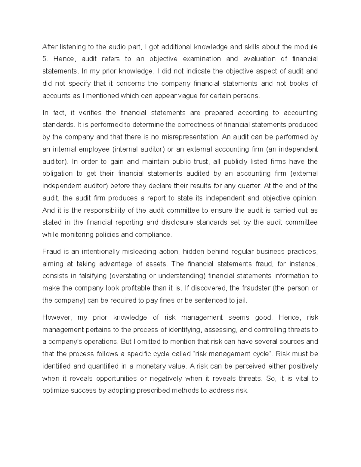 Reflection 5 - Governance & Accountability - After listening to the ...
