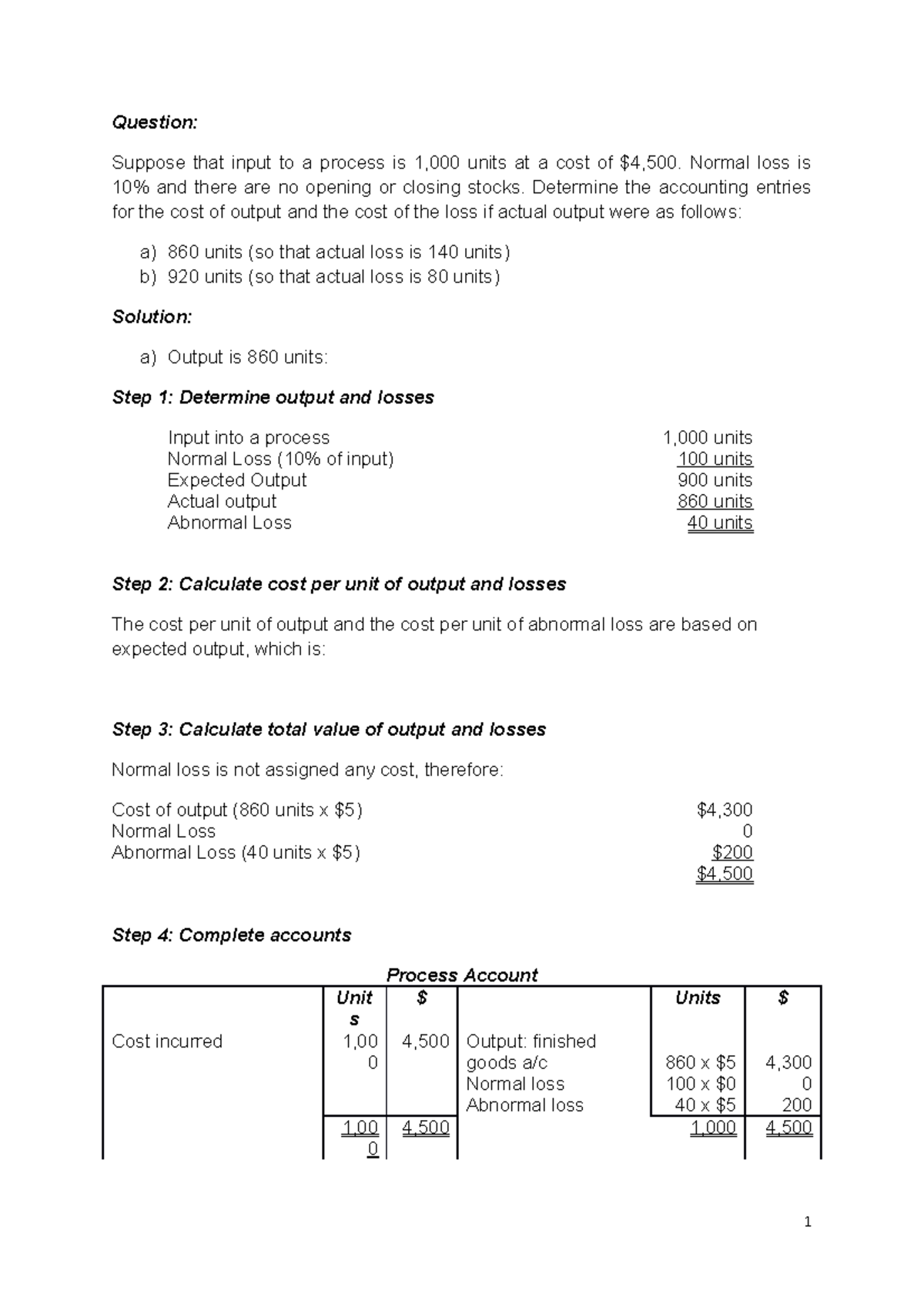 Examples Fma 7 Practice Material Question Suppose That Input To A Process Is 1 000 Units Examples Fma 7 Practice Material Question Suppose That Input To A Process Is 1 000 Units