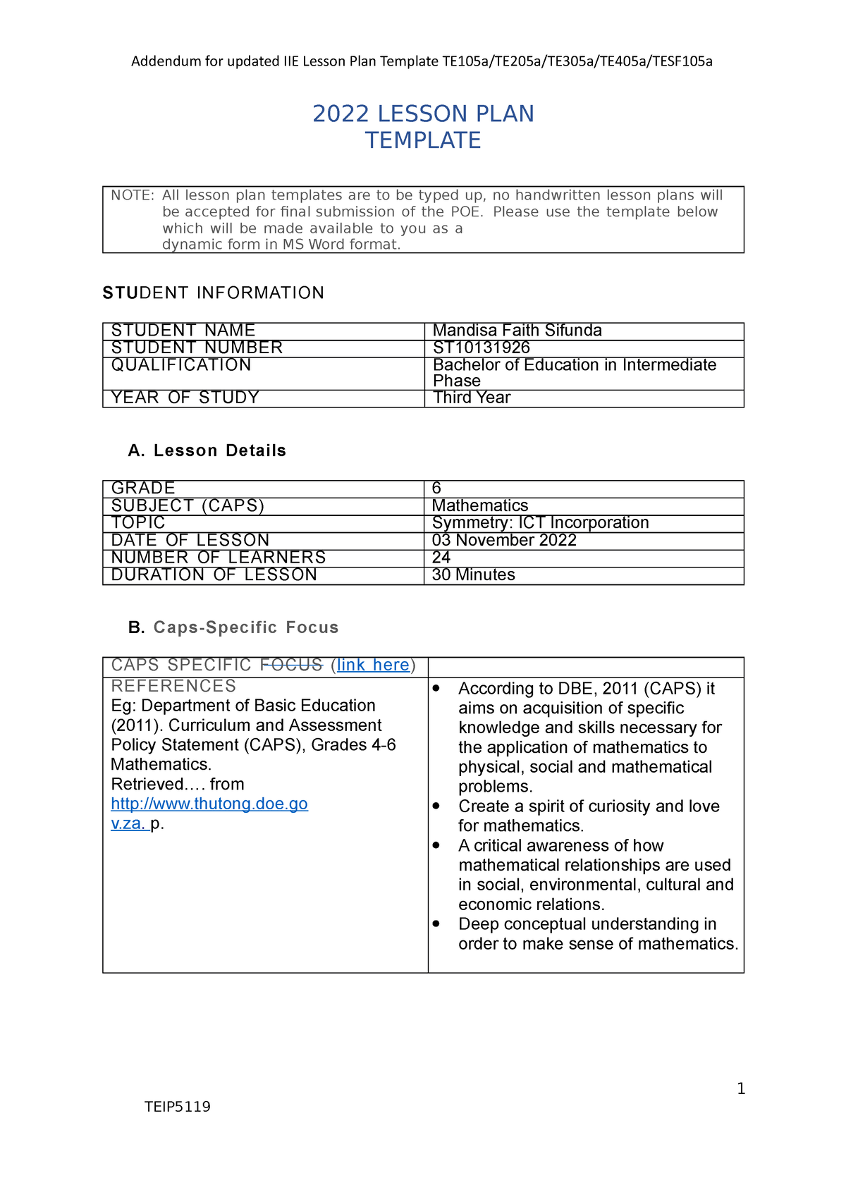 Part B ICT Integrated Lesson Plan - 2022 LESSON PLAN TEMPLATE NOTE: All ...