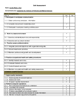 Sample Rating Sheets 2 in Conducting Competency Assessment - TESDA-OP ...
