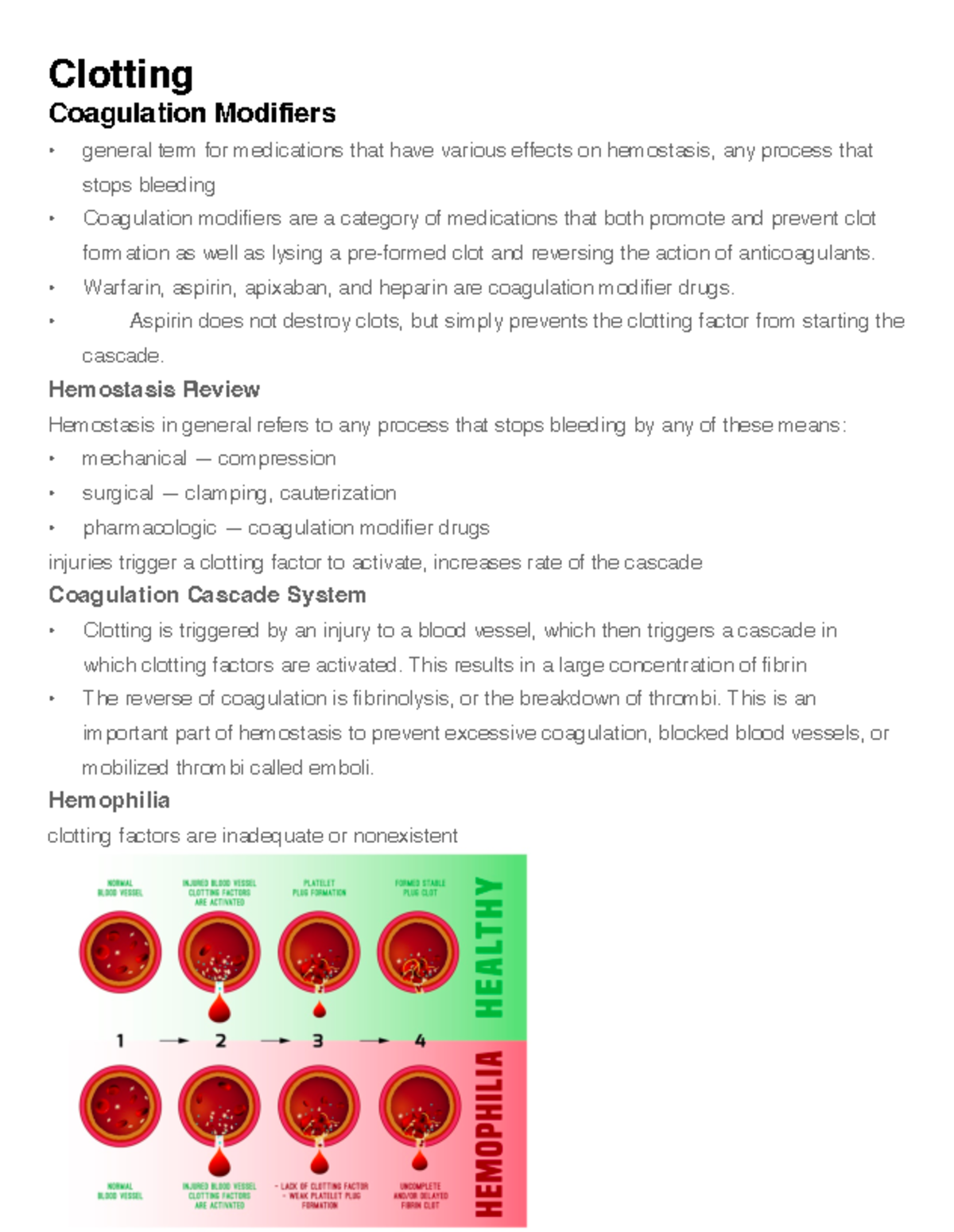 Week 4 Clotting Edapt - Clotting Coagulation Modifiers • general term ...