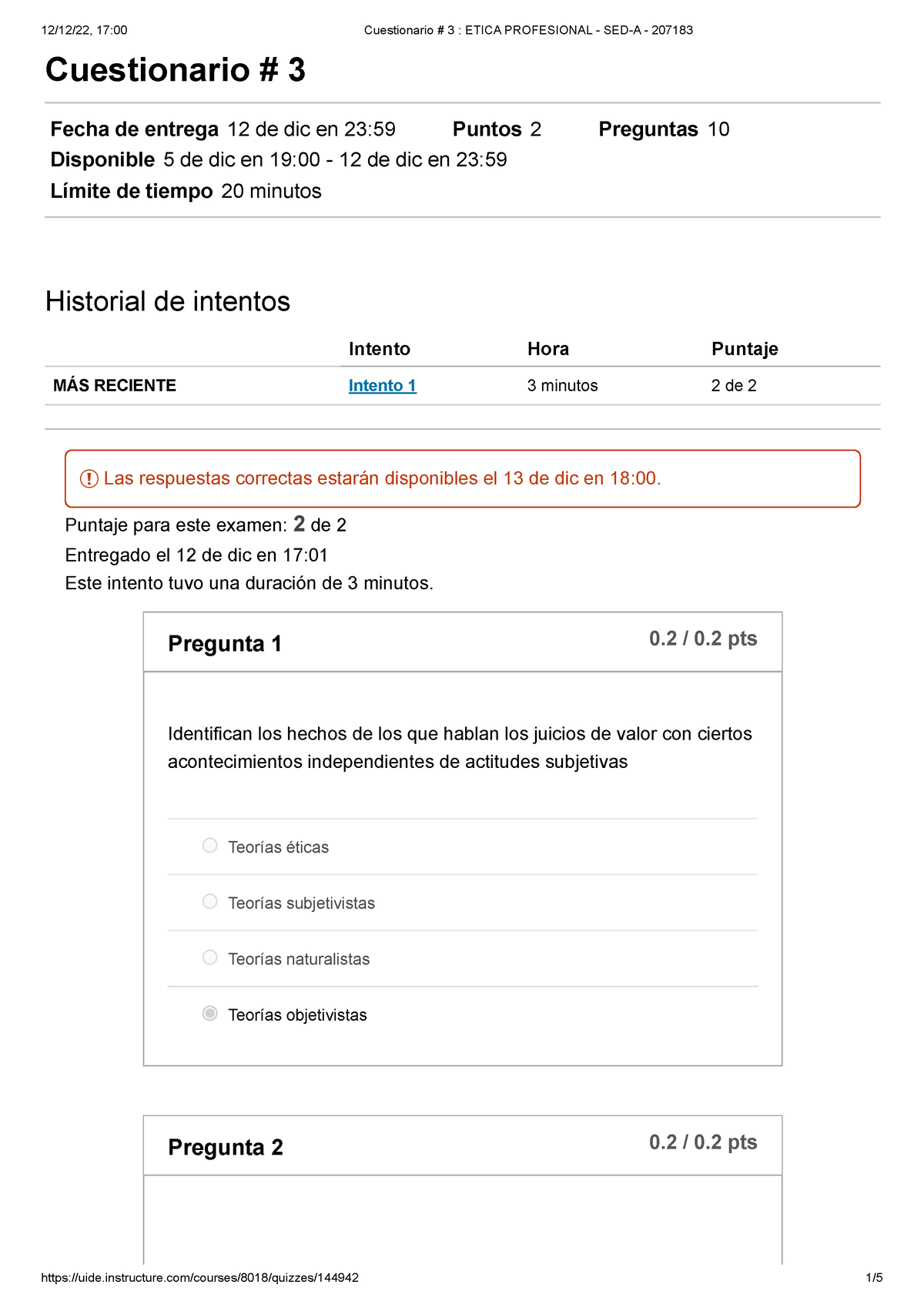 Cuestionario 3 Etica Profesional Sed A 207183 Cuestionario 3 Fecha De Entrega 12 De 7818